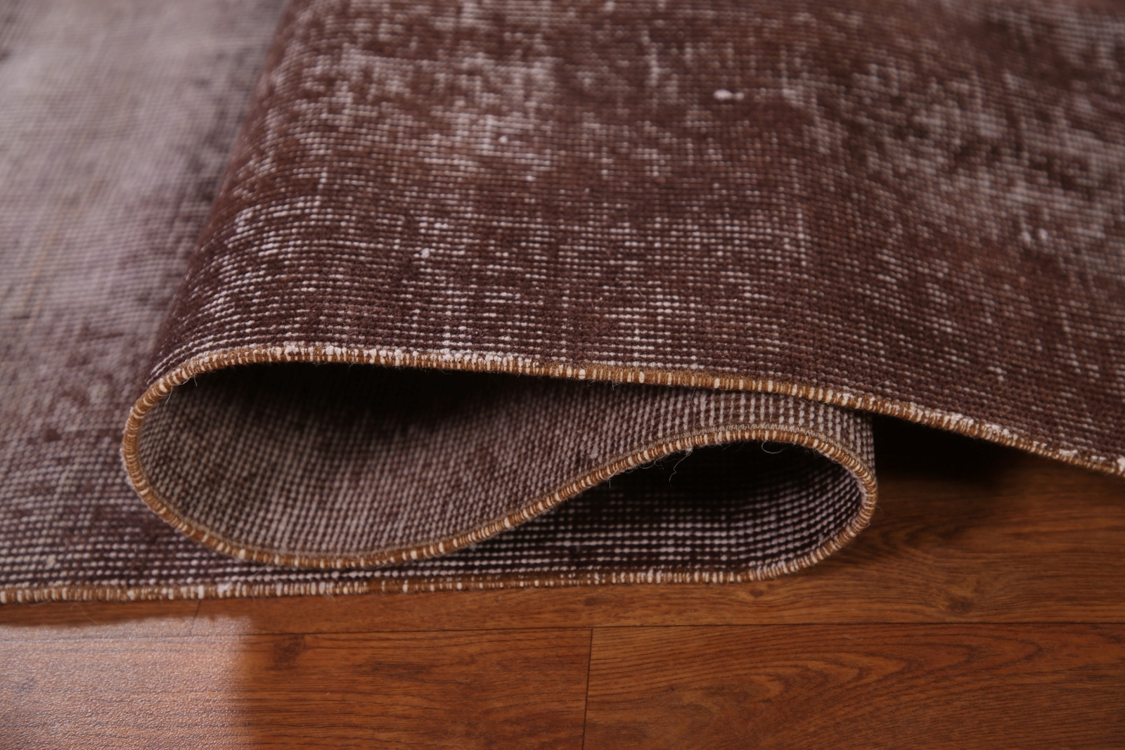 Distressed Brown Anatolian Turkish Semi-Antique Rug 7’x10′ Wool Handmade Carpet