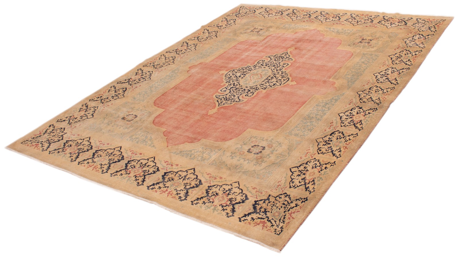 Vintage Hand-Knotted Area Rug 9’11” x 13’5″ Traditional Wool Carpet