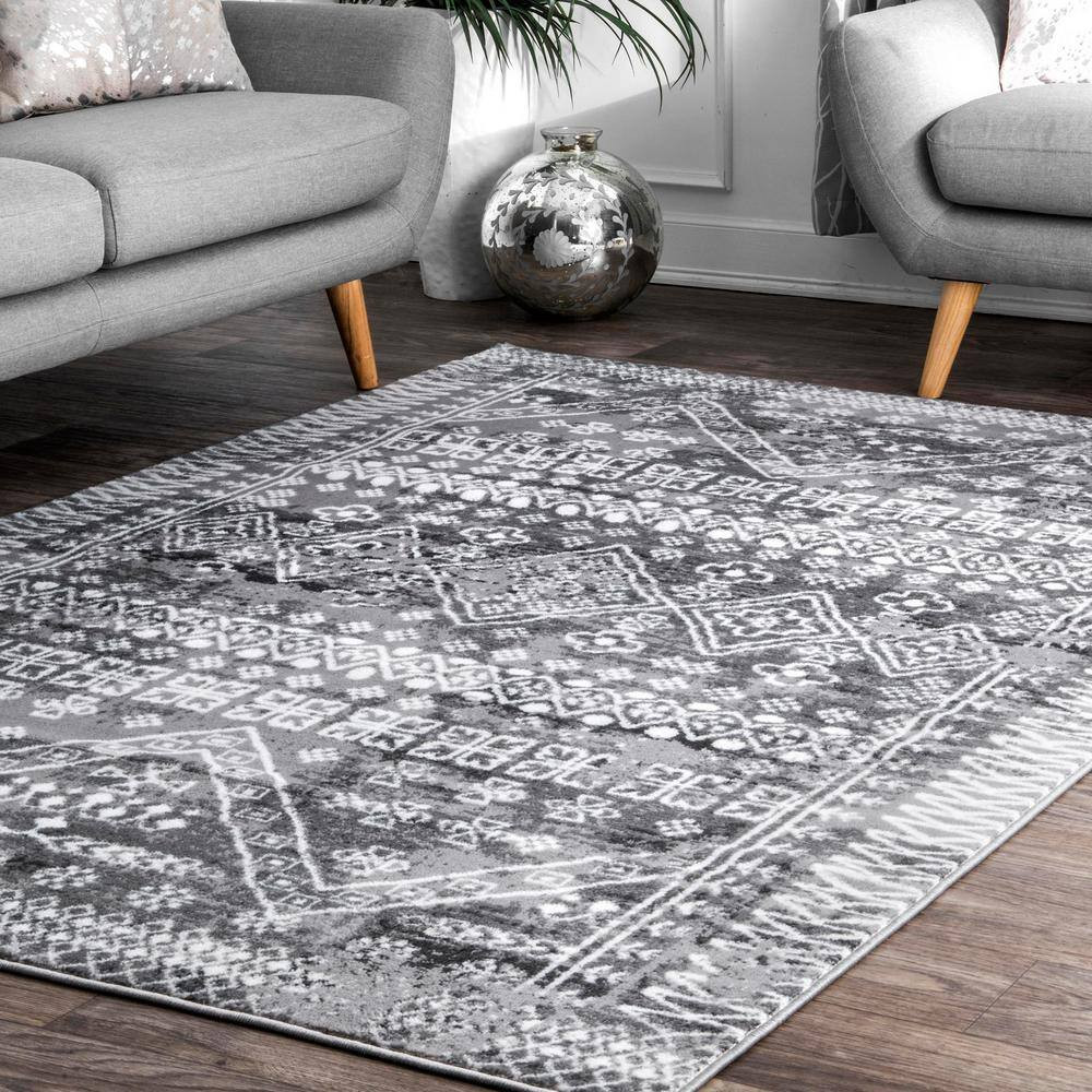 Frances Moroccan Stripes Light Gray Doormat 3 Ft. X 5 Ft. Area Rug NEW