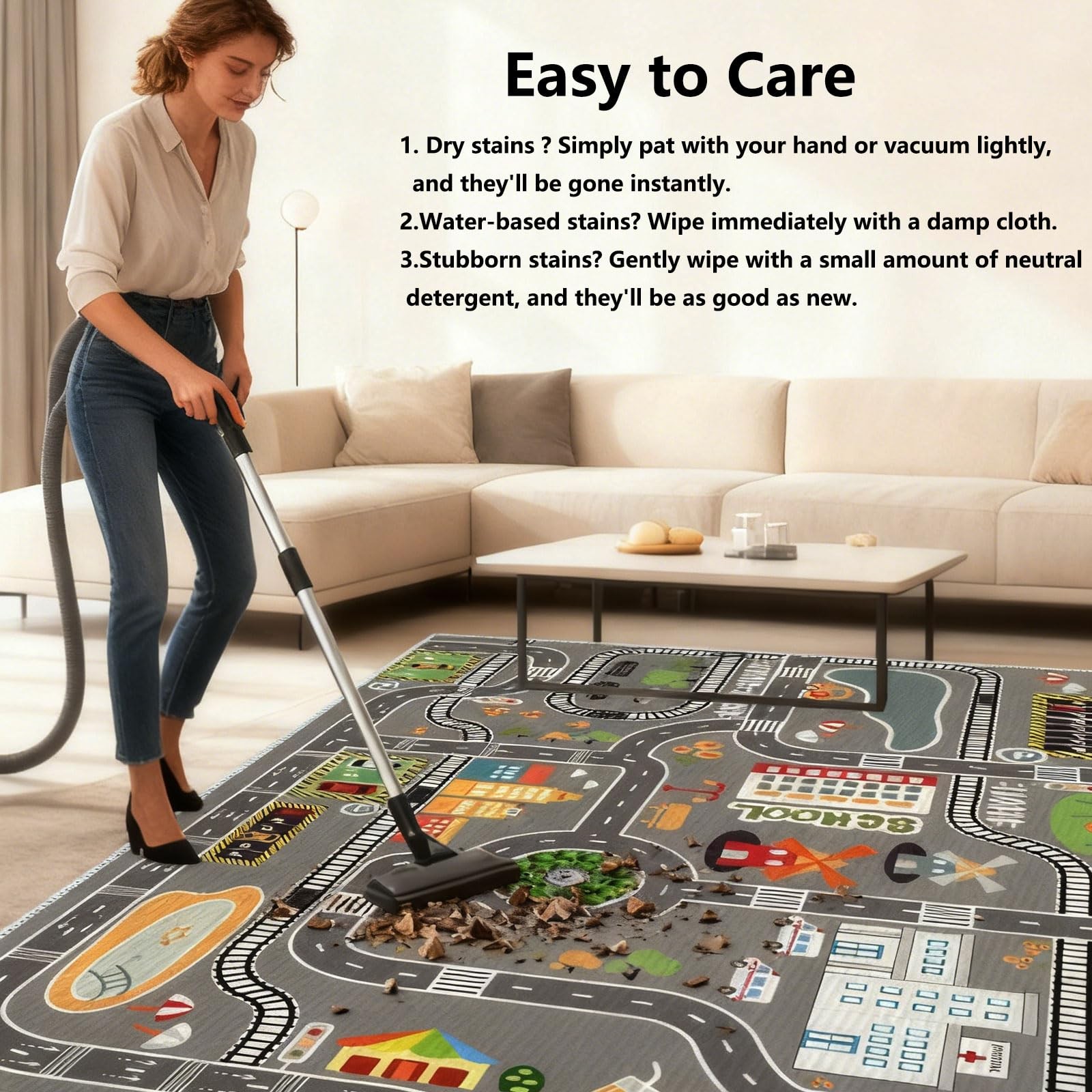 Kids Rug Play Mat Great for Playing with Cars and Toys,Educational Kid Road a…