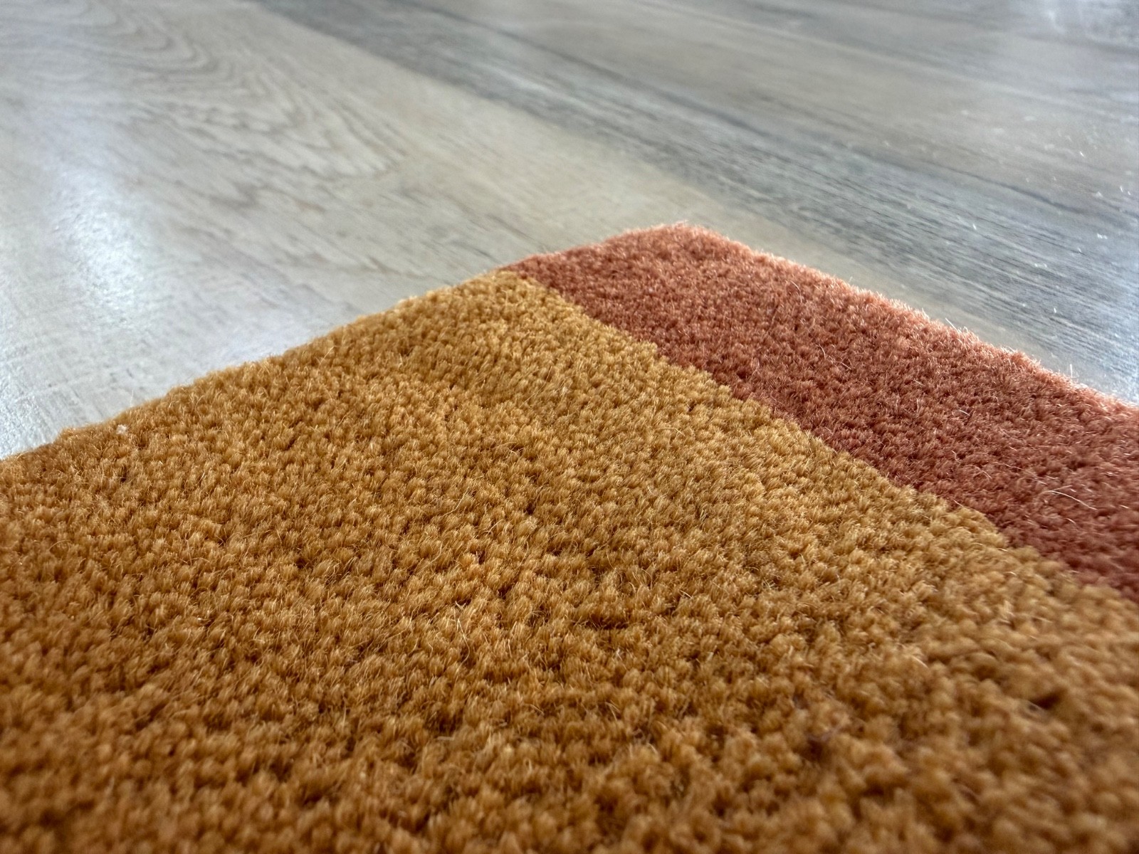 Hand Tufted Wool Rug Terracotta Geometric Small Table Placemat for Home 1 x 1 ft