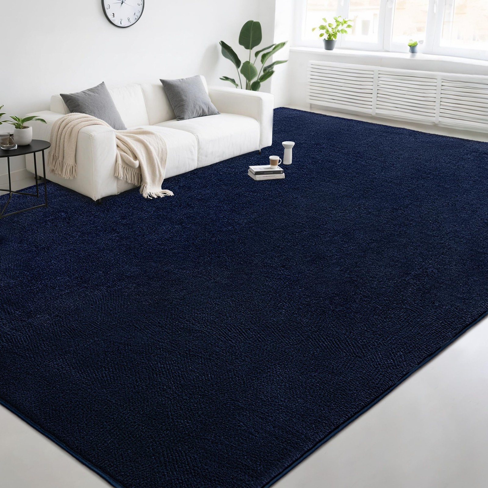 Large Modern Area Rugs for Living Room Bedroom, 6×9 Feet Navy Blue Ultra Soft…