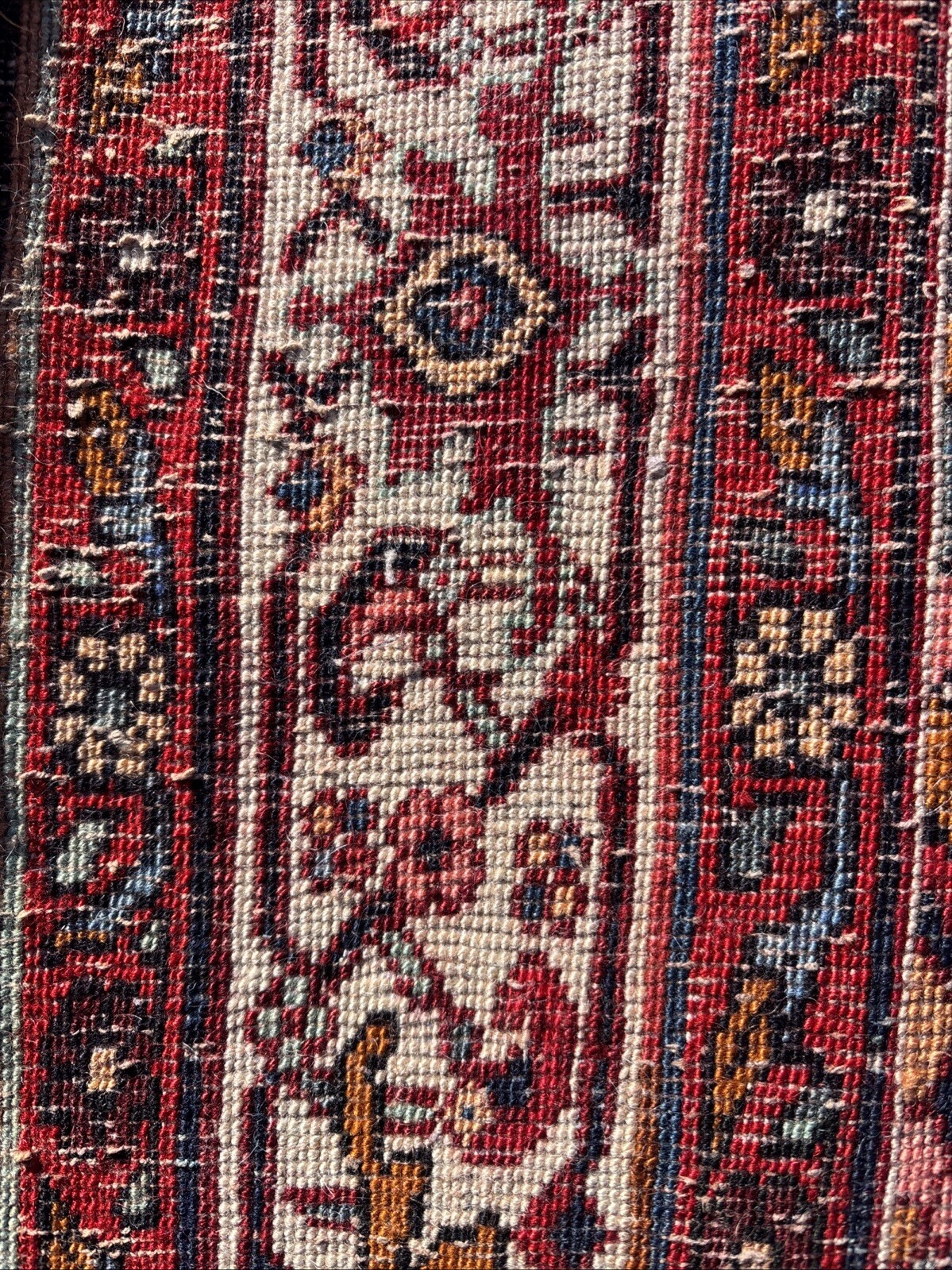 Densely Woven 4 X 6 True Bidjar Rug Herati Pattern Brick Sunset Pale Blue Ivory