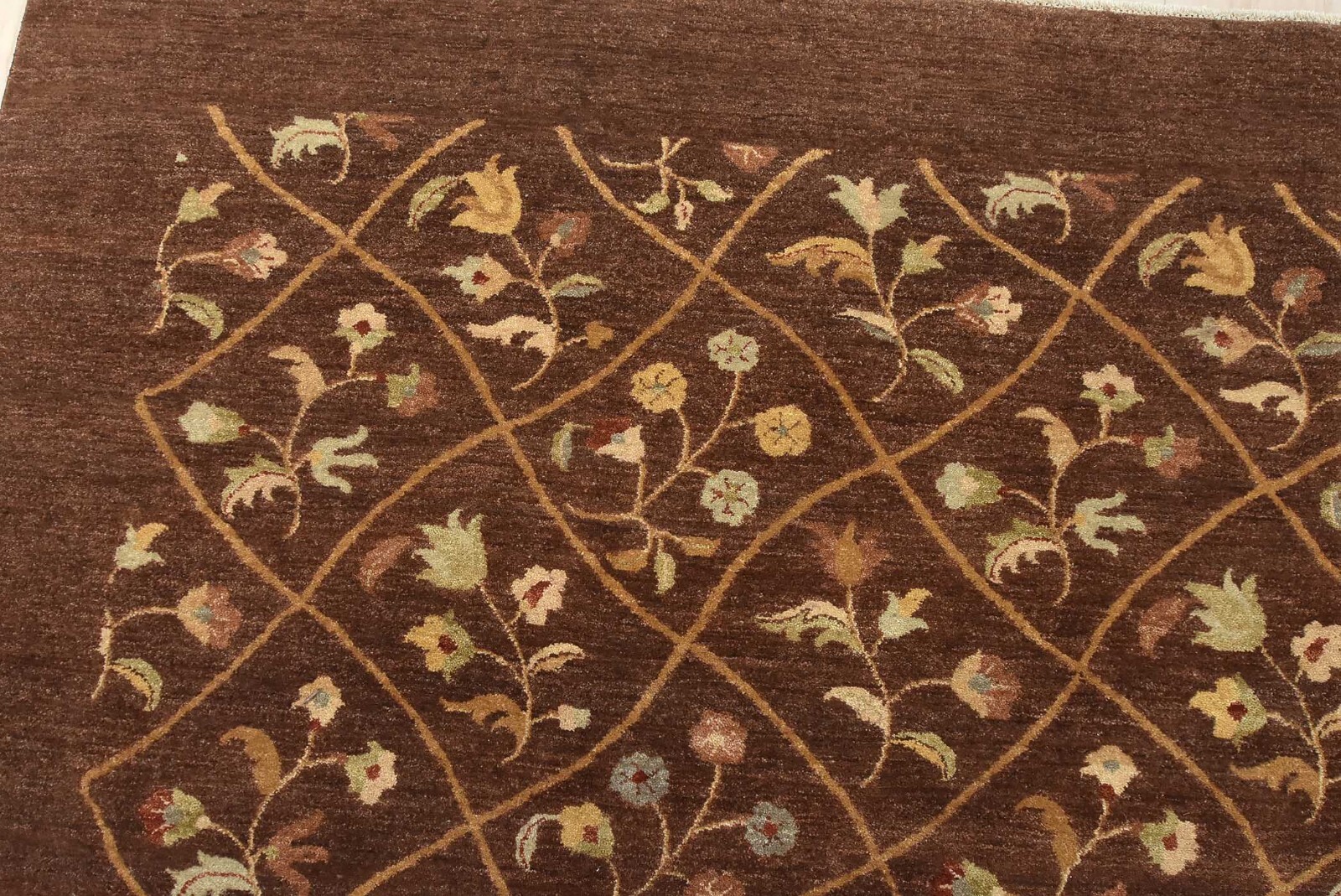 Aubusson Ziegler 9’11” x 13’5” Brown Wool Traditional Hand-Knotted Oriental Rug