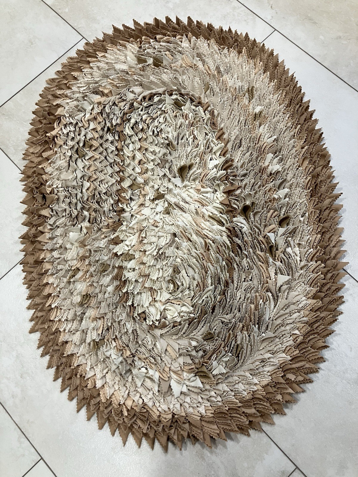 Vintage Handmade Shag Rug 34”x24” Throw soft thick comfortable oval