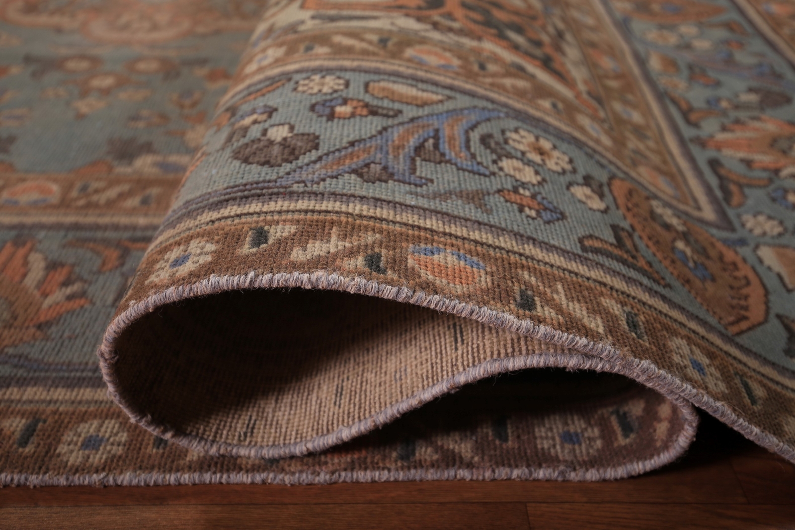 Vintage Blue Handmade Traditional Distressed Living Room Rug 10×13 ft.