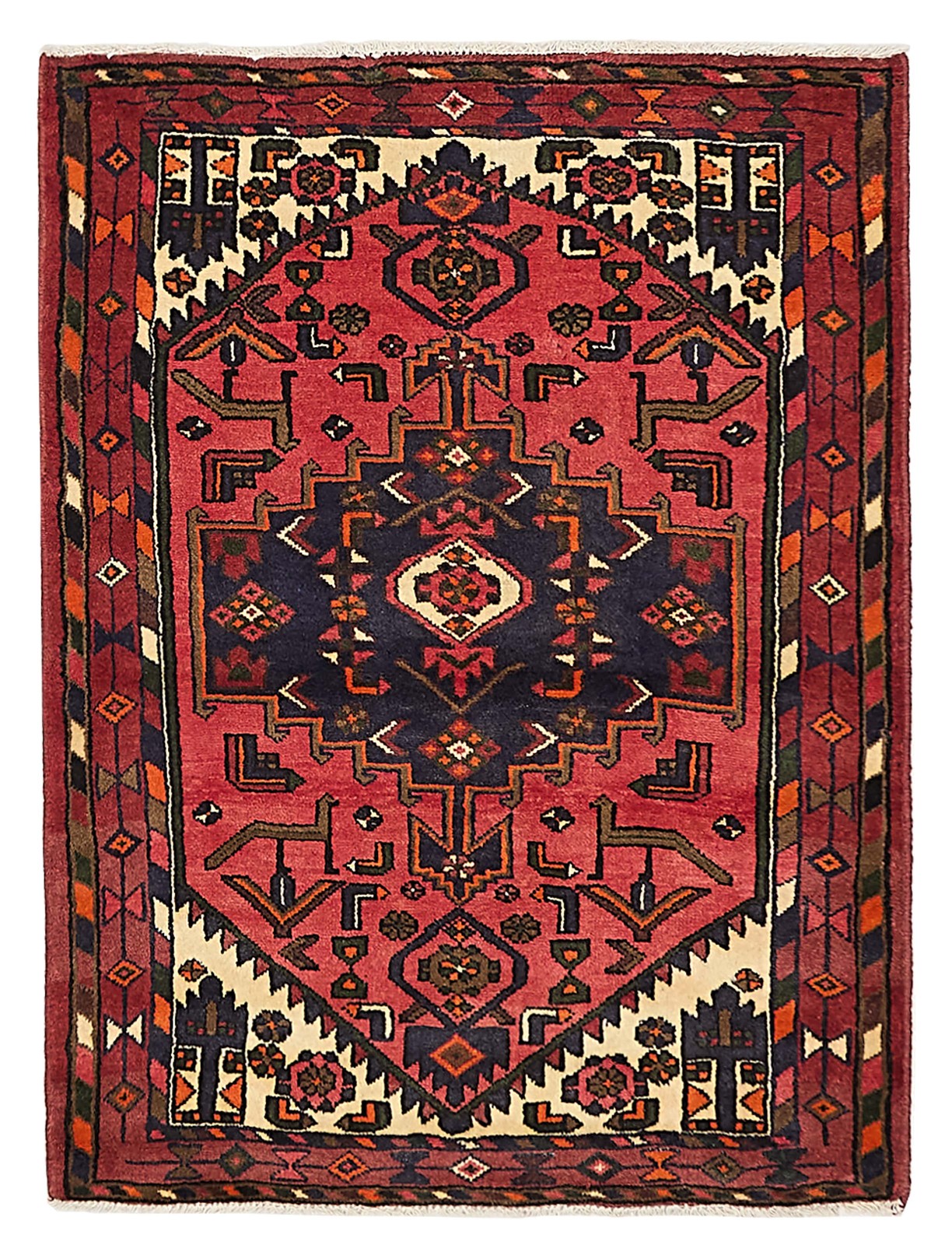 Vintage Hand-Knotted Carpet 3’6″ x 4’6″ Traditional Oriental Wool Area Rug