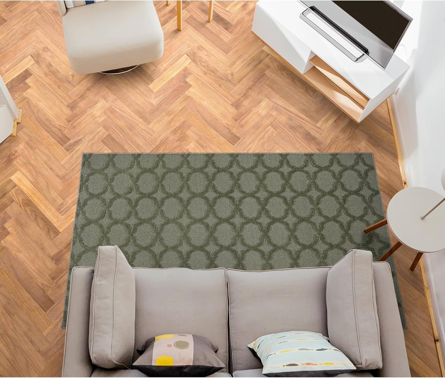Sparta Non Slip Polypropylene 2 Ft. X 8 Ft. Cinder Gray Area Rug- Ideal for Livi