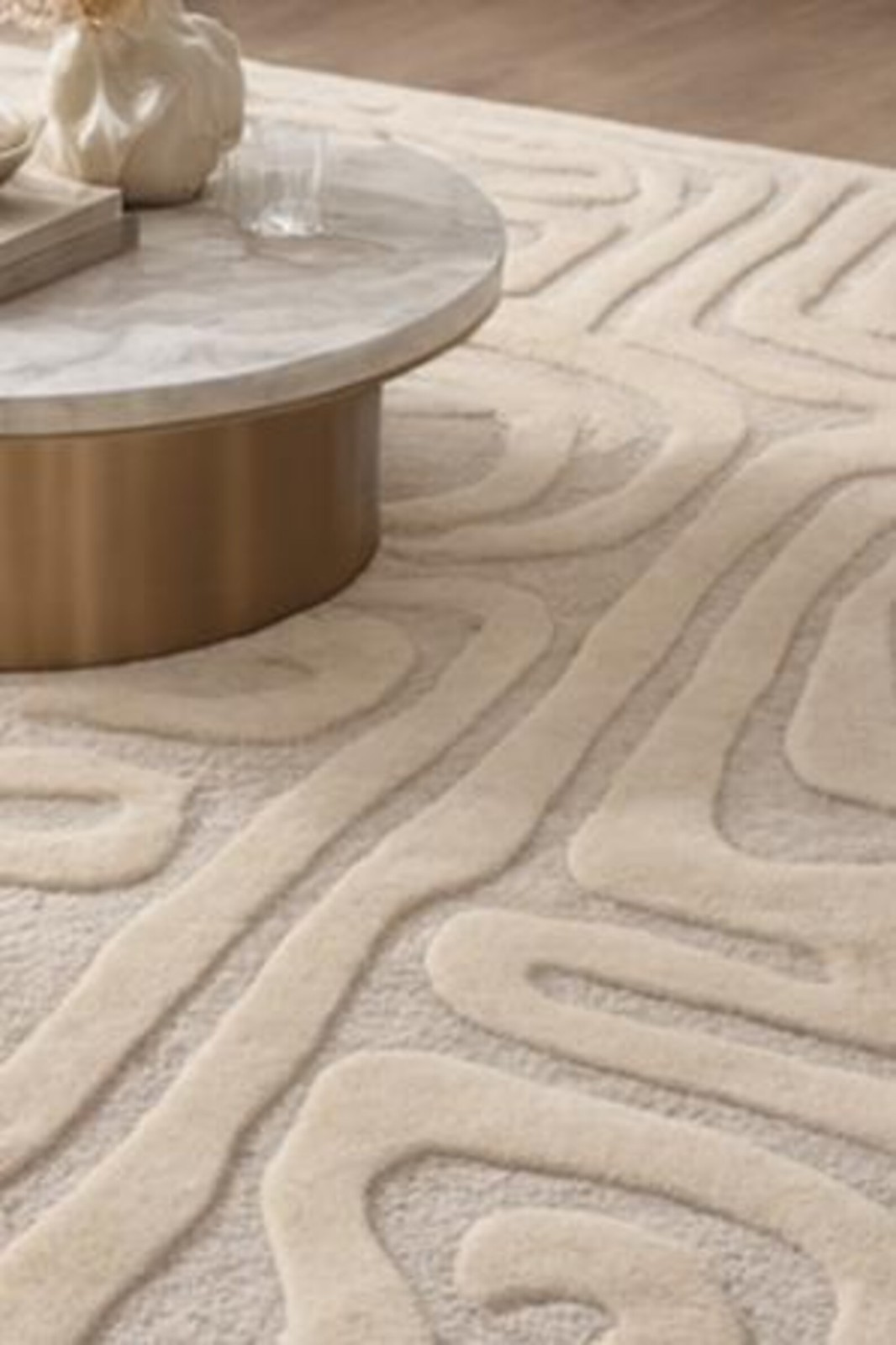 Handmade Ivory Cream Hand Tufted Wool Rug | High Low Pile for home decor