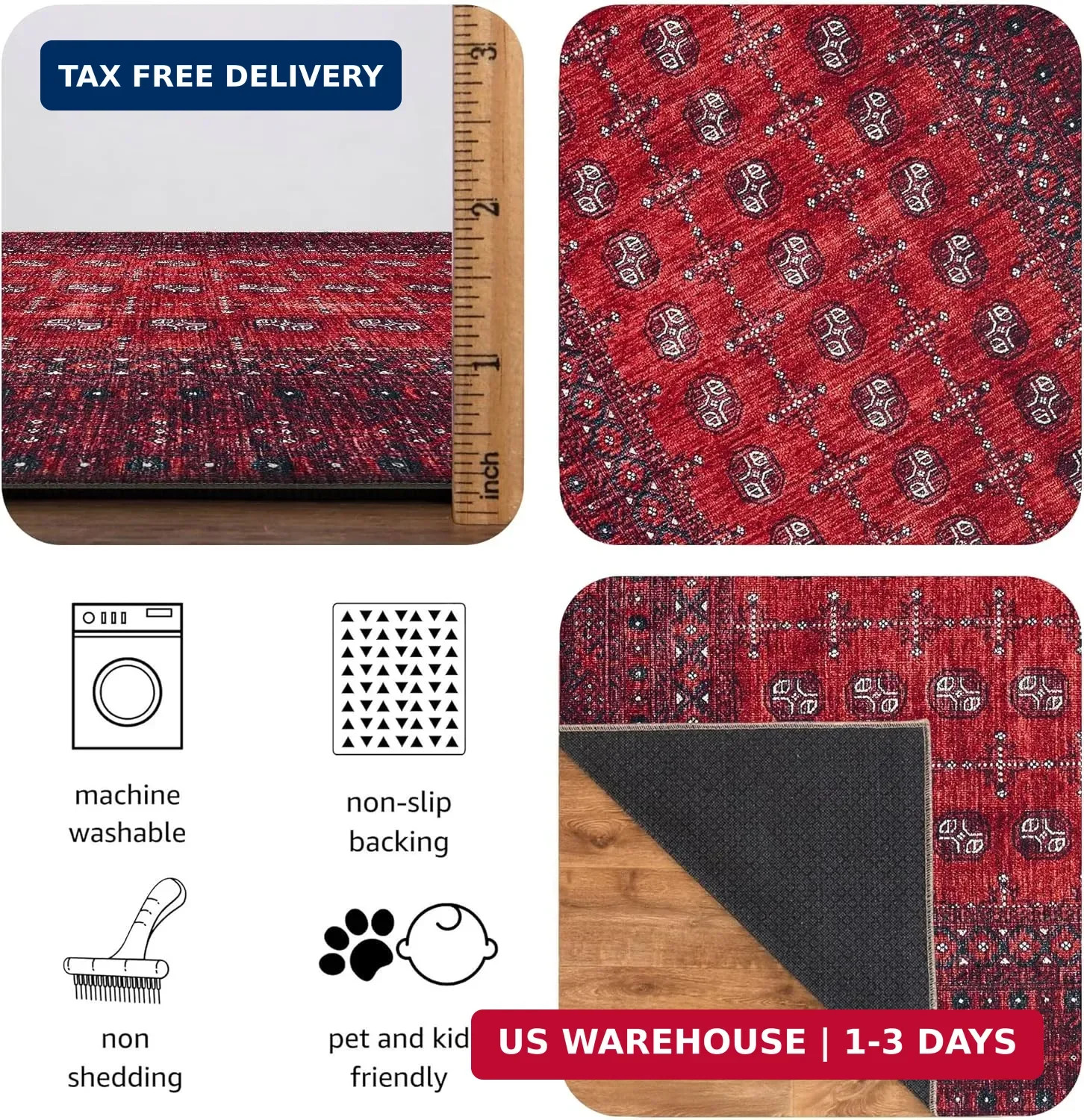 Keen Home Design 2×3 Rug – Machine Washable Entry Rug with Non-Slip Backing, Ide