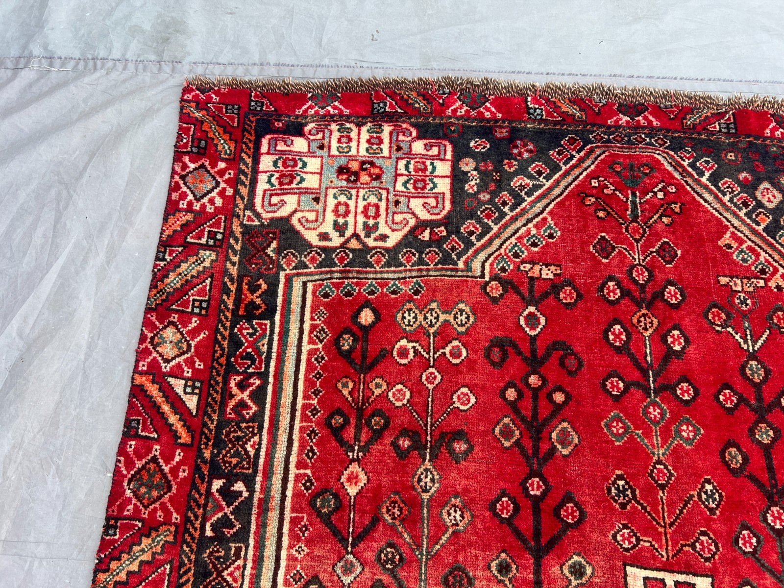 4’9″x7’5″ Ft Afghan Baluchi Red Hand Knotted Geometric Wool Vintage Runner Rug