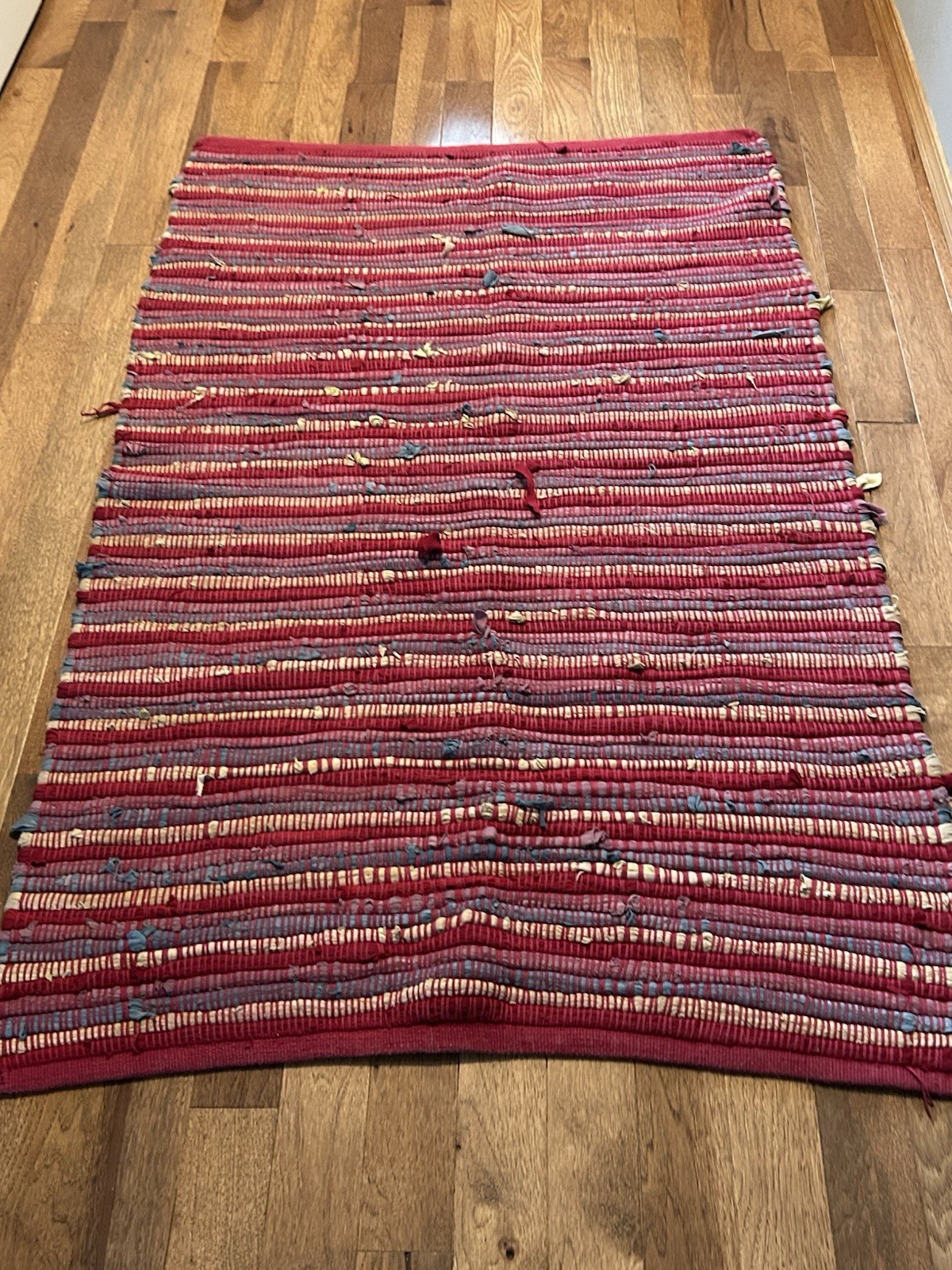 Pier 1 Imports Hand Woven Cotton Rag Rug 59×39 Boho Farmhouse Natural Fiber