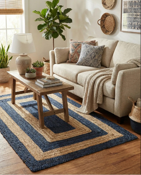 Jute Runner Rug 100% Natural Braided handmade Farmhouse Accent Modern Area Rug