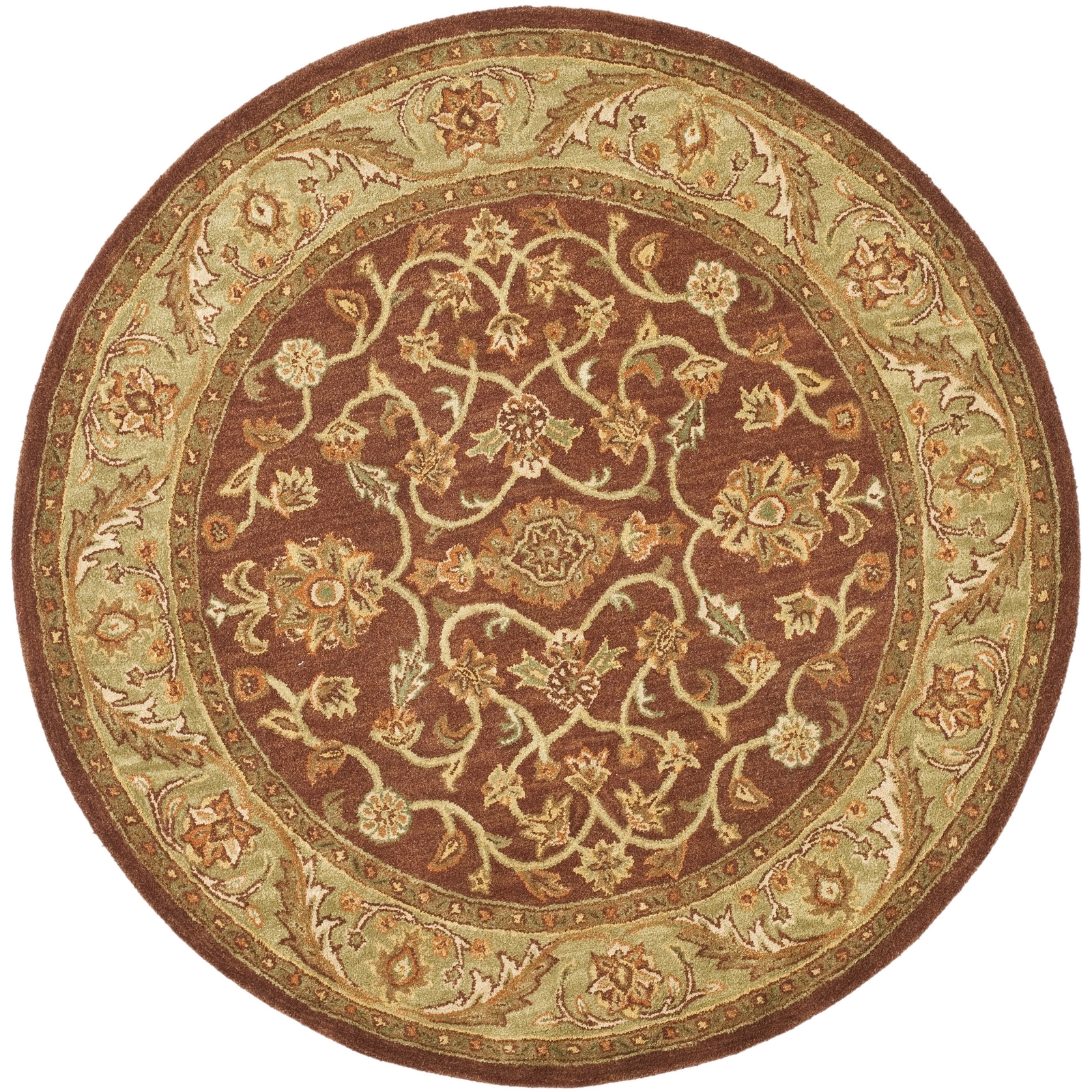 Safavieh Golden Jaipur RUST / GREEN Wool Area Rug 4′ Round