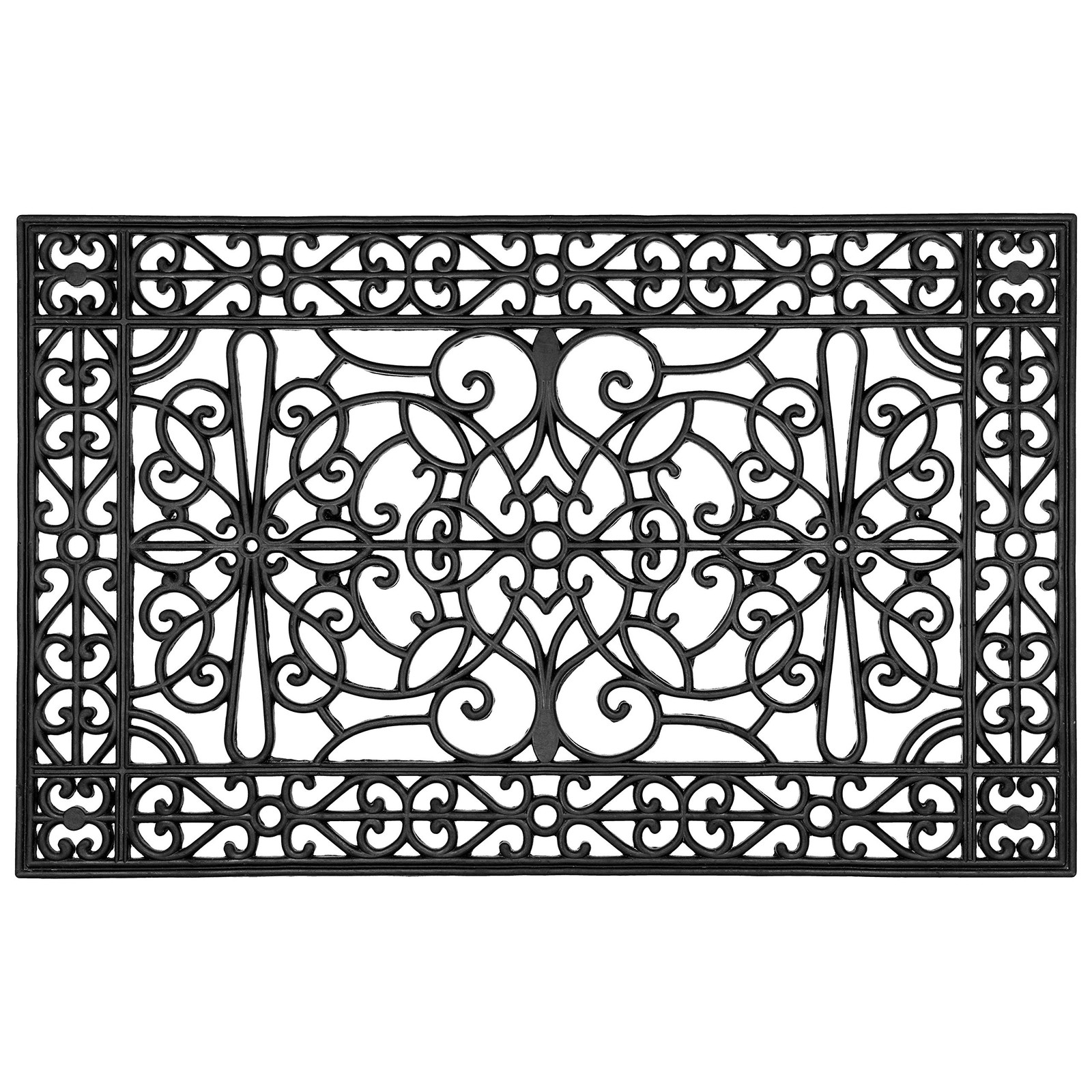 Oversized 30 x 48 Rubber Duchess Rug Heavy Duty Scroll Design for Patio Use
