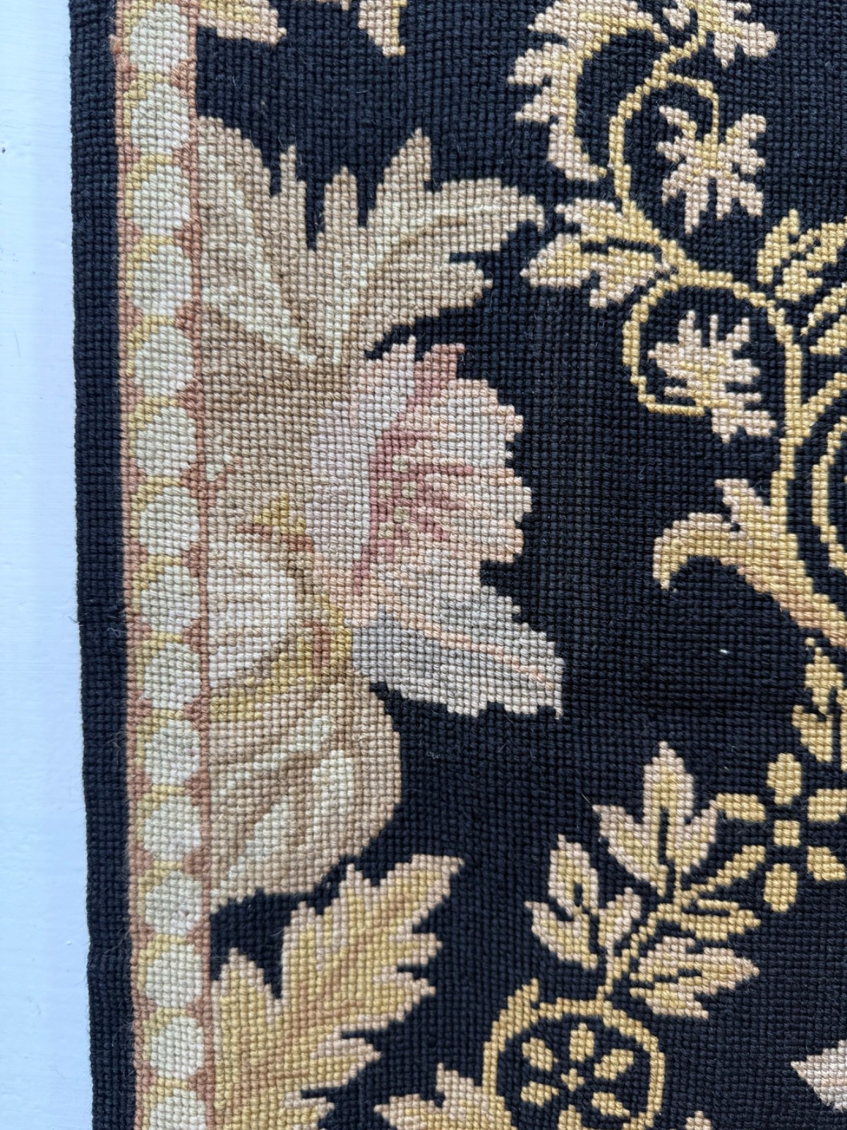 Vintage Beautiful Hand Wool Embroidered Needle Work Aubusson Style Rug Carpet