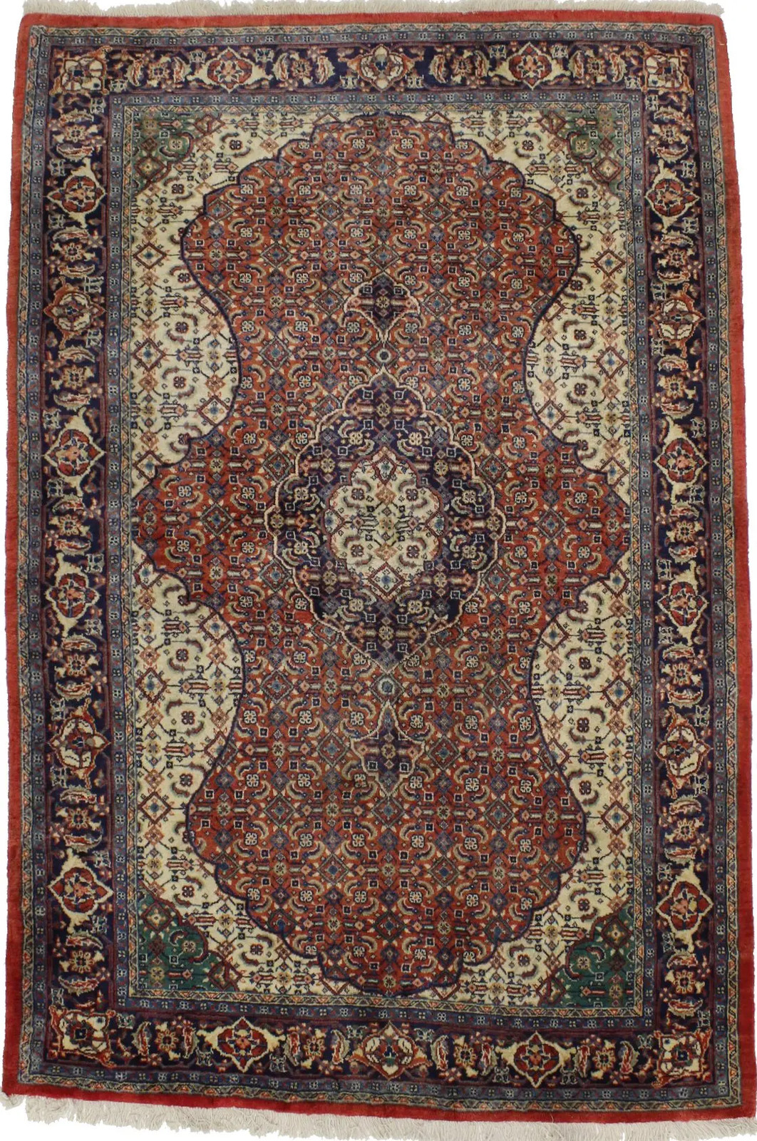 Decorative Orange Floral Geometric Design Oriental Wool Rug Carpet 4’5X6’7 ft