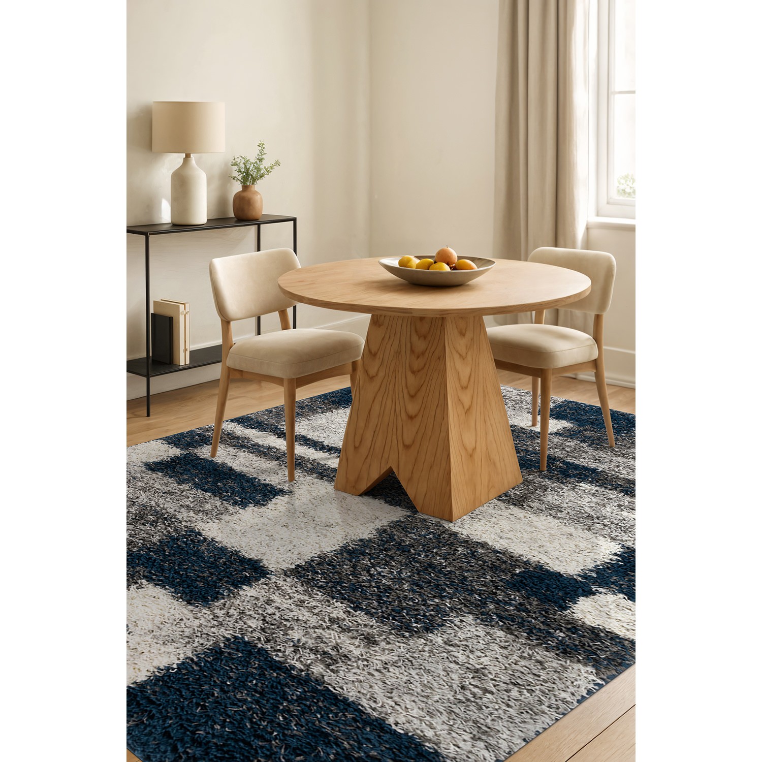 Area Rugs Distressed Modern Boxes Plush Shag Rug Guest Room Dining Room Rug 5×7
