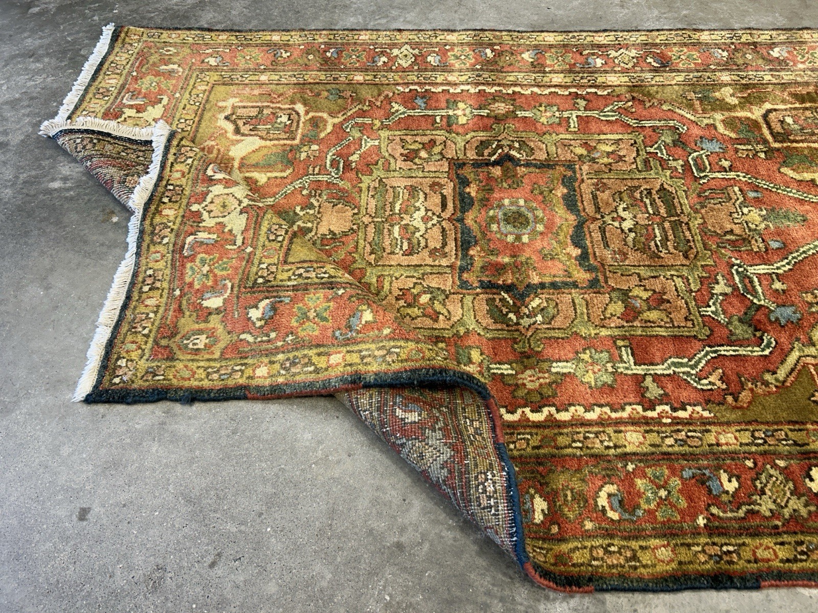 4’1”x6’1” Hand-Knotted Wool Geometric Indoserapi Area Rug – Tribal Carpet