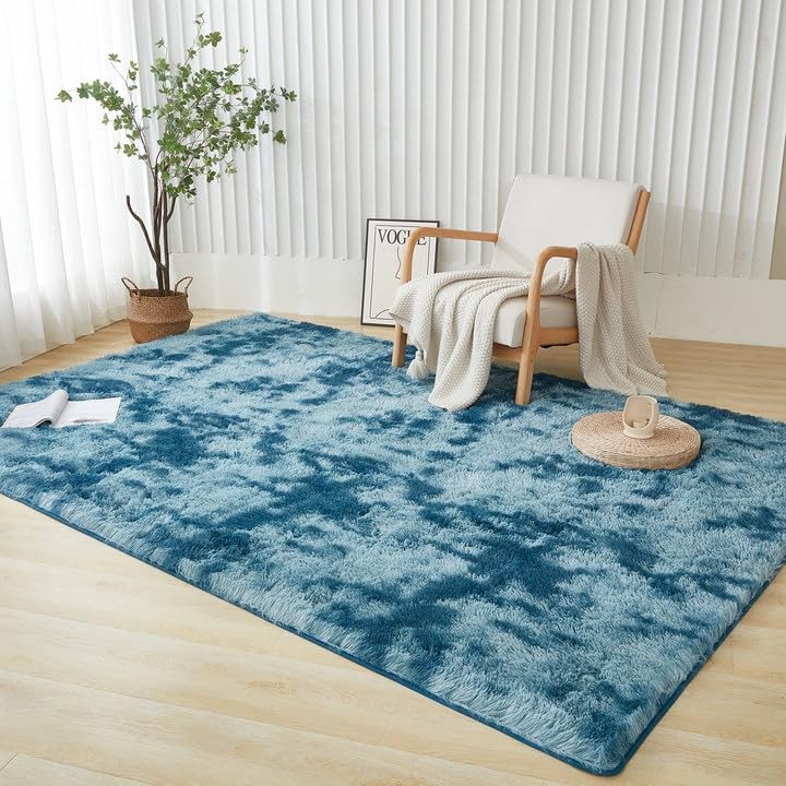 Andency 4×6 Fluffy Shaggy Area Rug for Living Room Bedroom, Soft Bedside Carpet