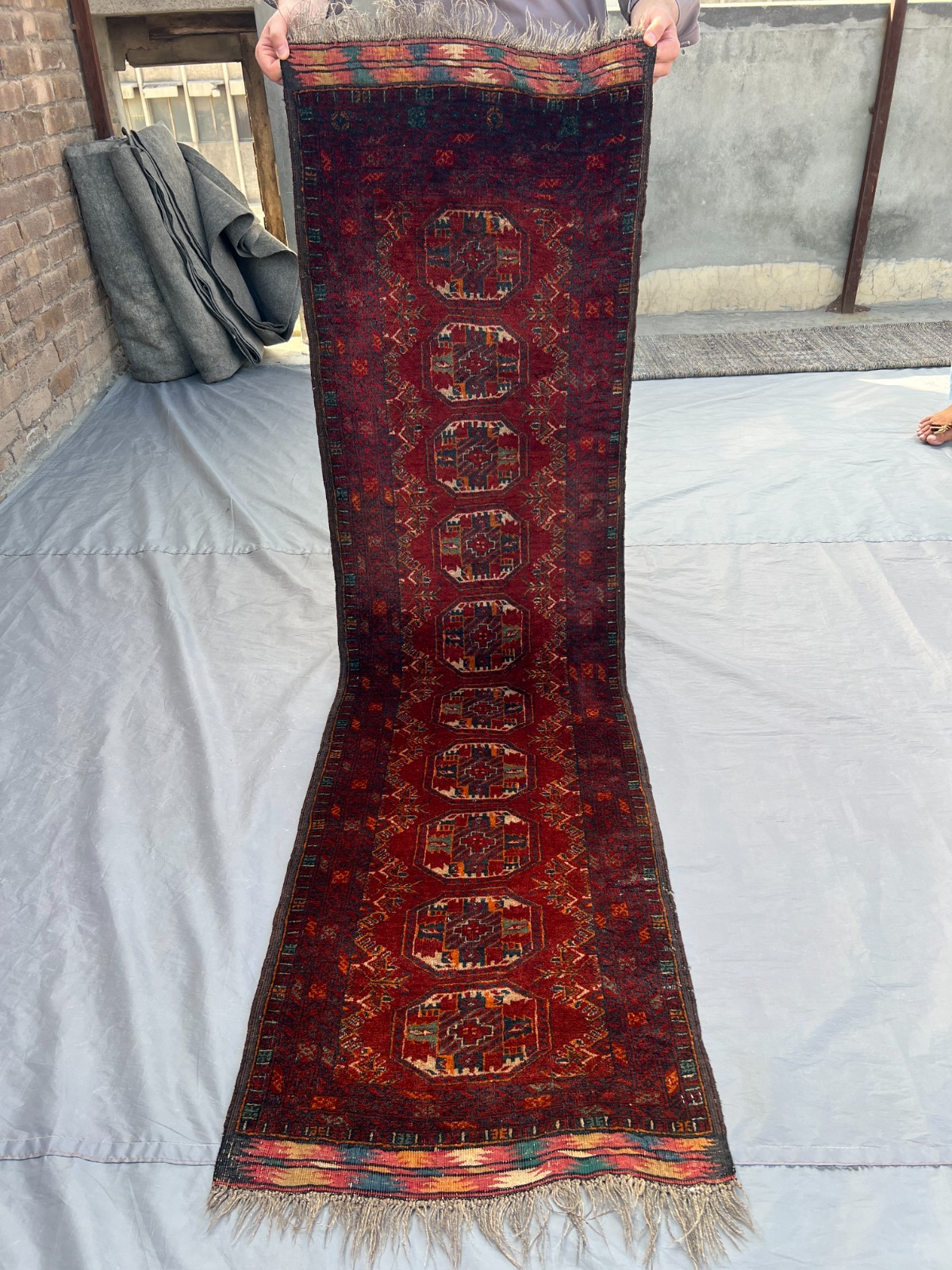 1’10×6’7 ft Antique Turkoman Tekke Runner – Hand Knotted Wool Tribal Red Rug