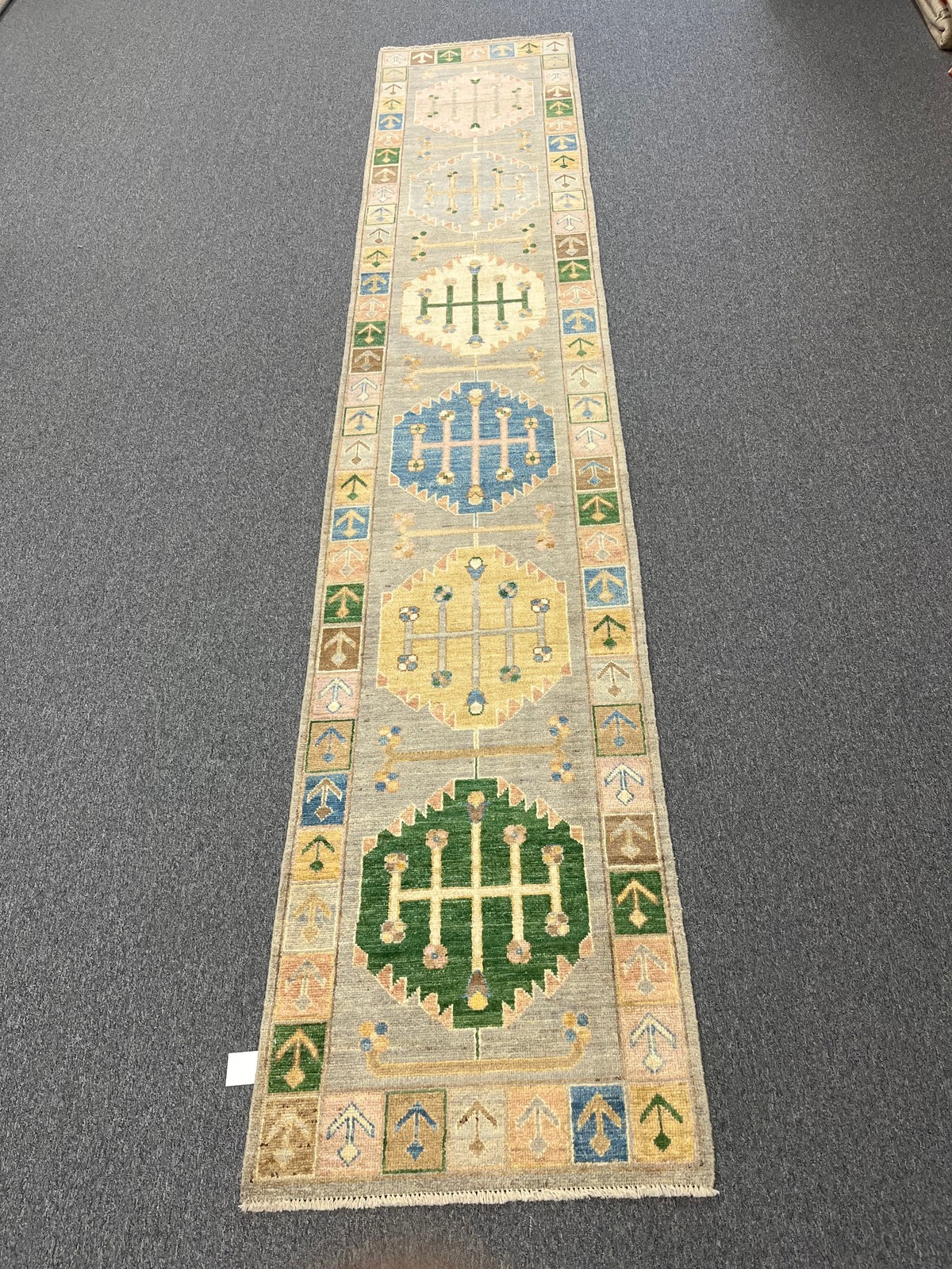 Runner Gray Oushak 2′ 7″X14′ Handmade Wool Rug # 14300