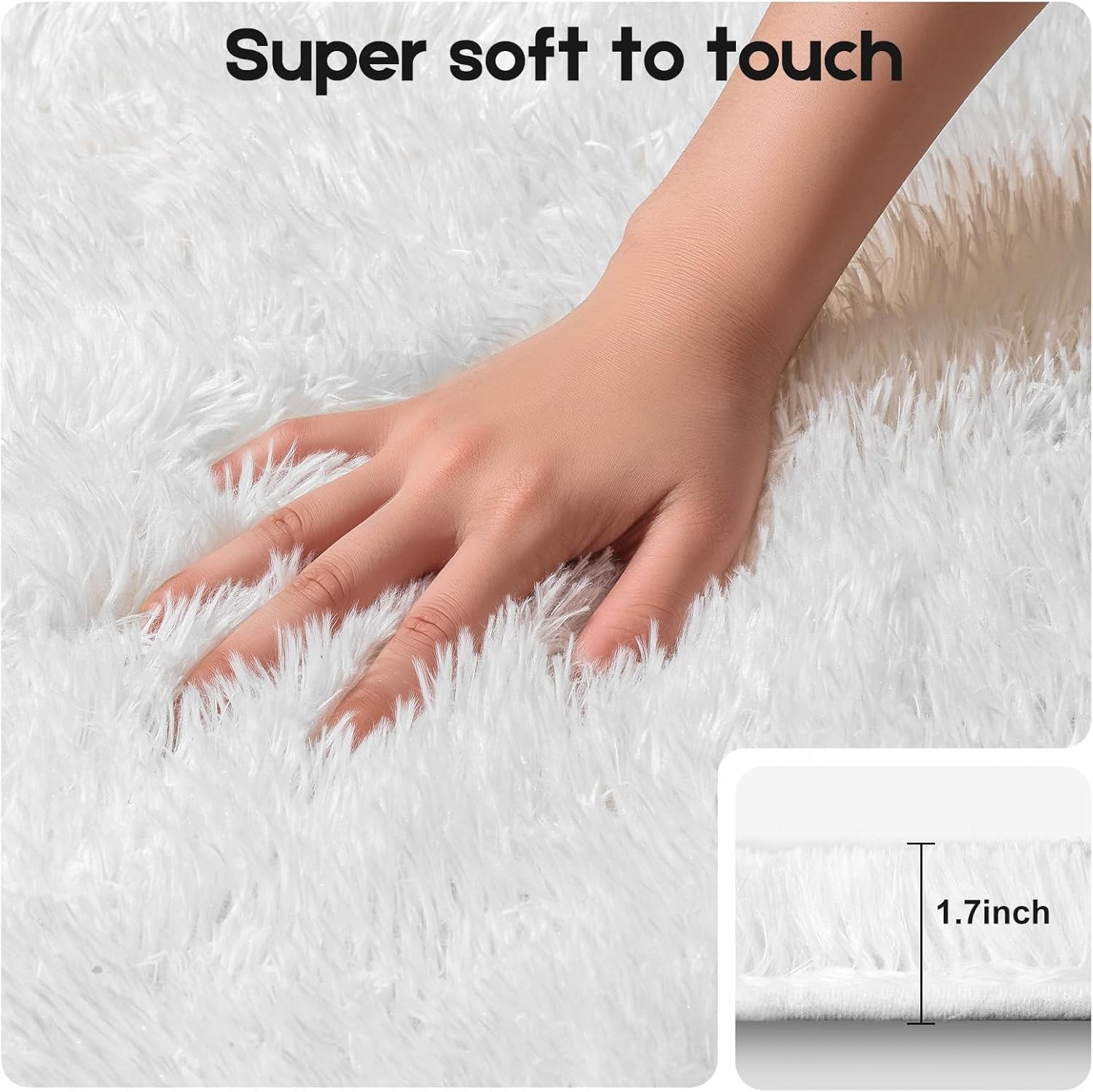 4×6 Fluffy Small Area Rugs for Bedroom Living Room, Cream White | Soft Shag Non-