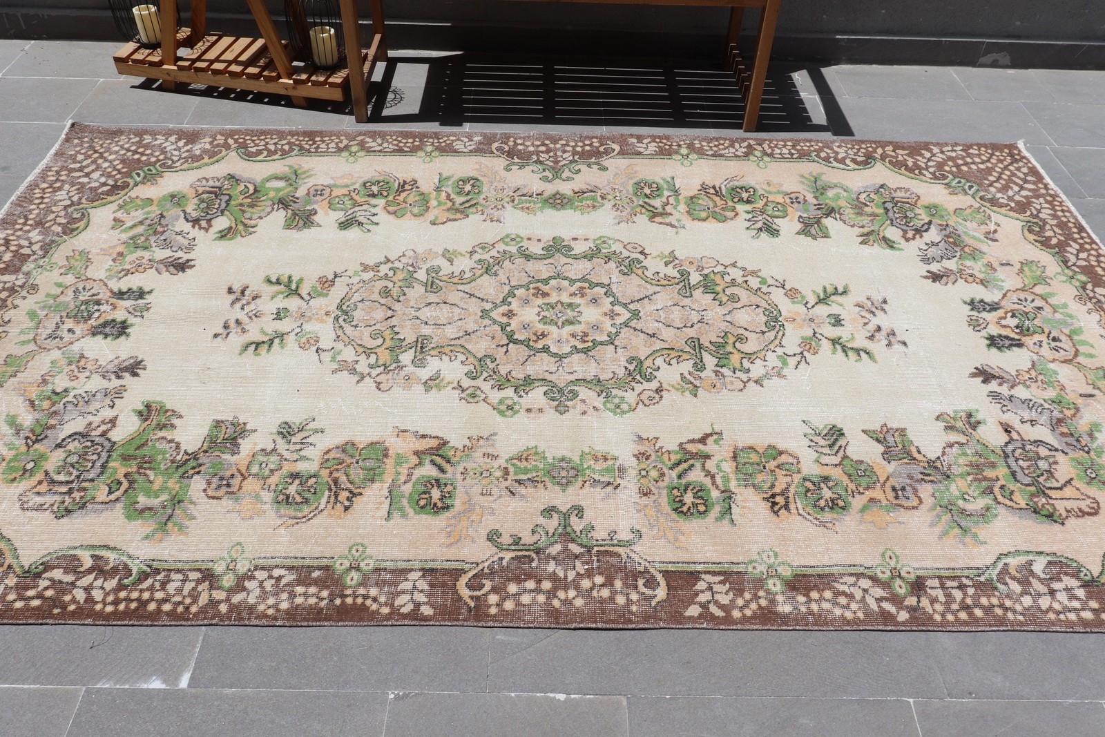 5,5×9,4 ft Rug, Vintage Turkish Large Rug, Brown Wool Rug