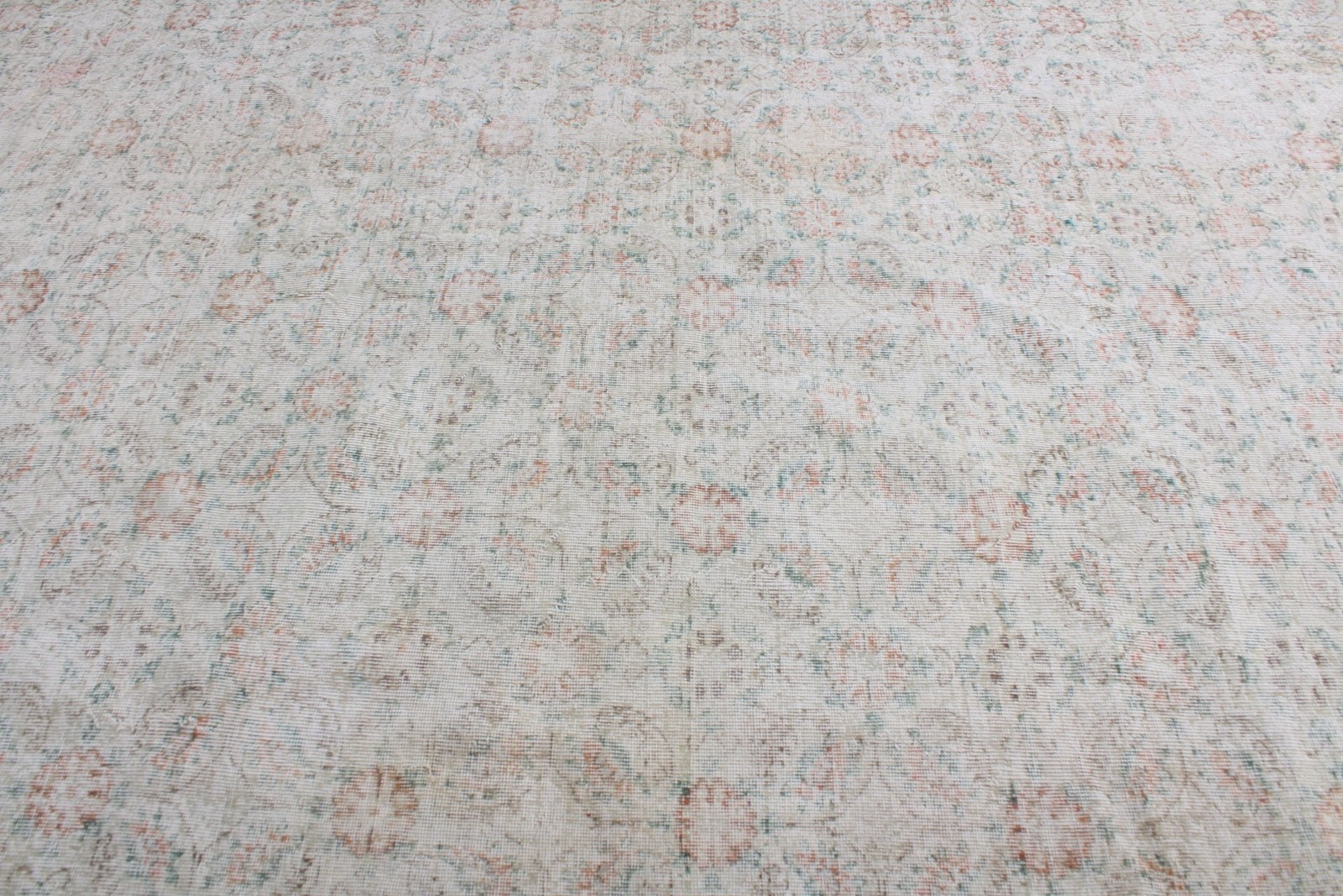 9,2×12,6 ft Vintage Rug, Turkish Oversize Rug, White Orange Oriental Rug