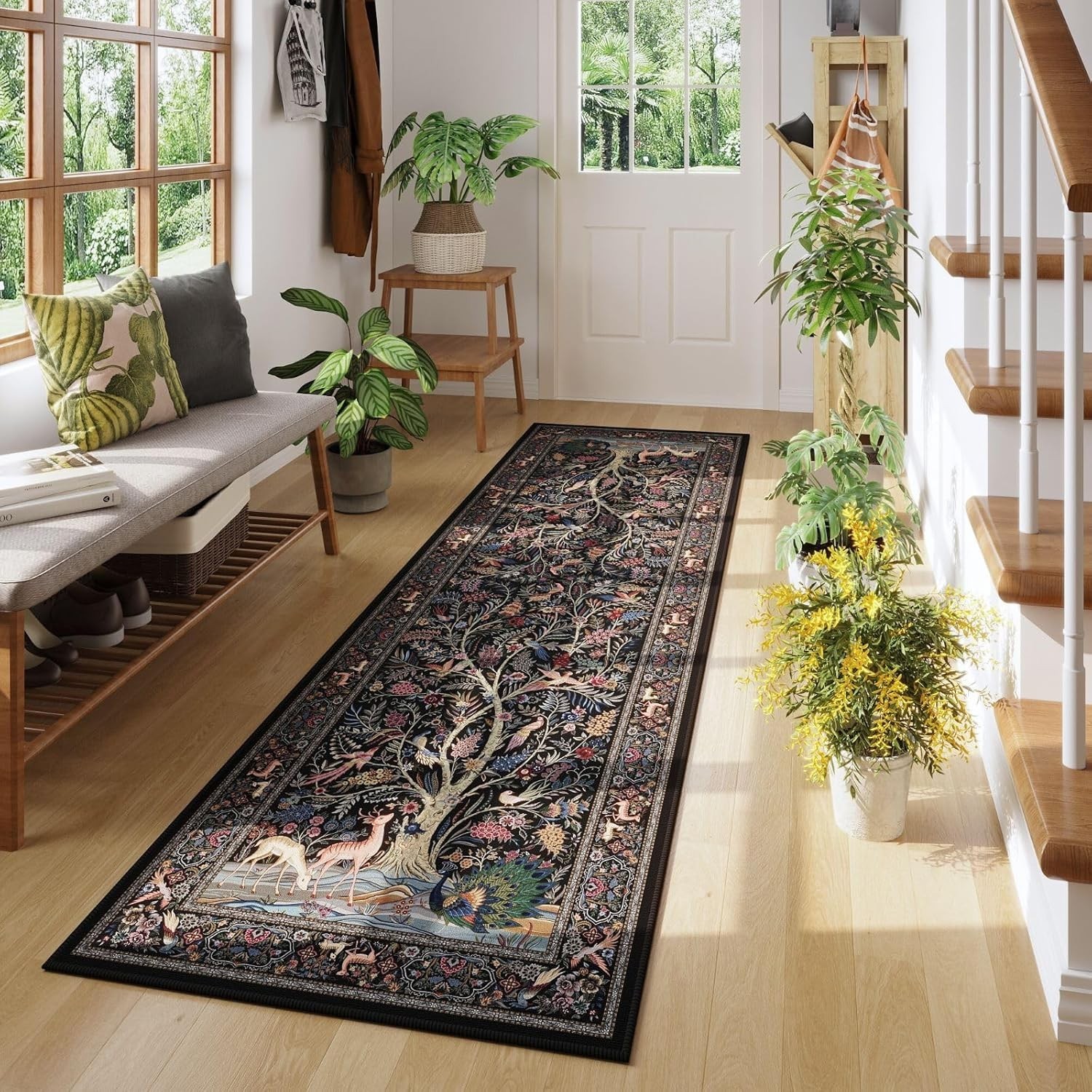 Runner Rug 2×6 Vibrant Tree of Life-Patterned Vintage Kitchen Rugs Non Slip W…