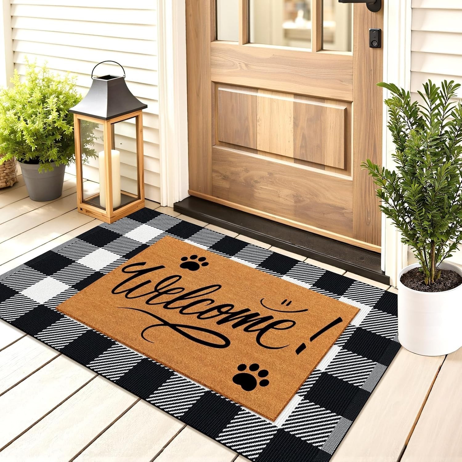 Area Rug, 2’4’’ x 3’7’’ Black and White Checkered Rug Plaid Outdoor Rugs, Sof…