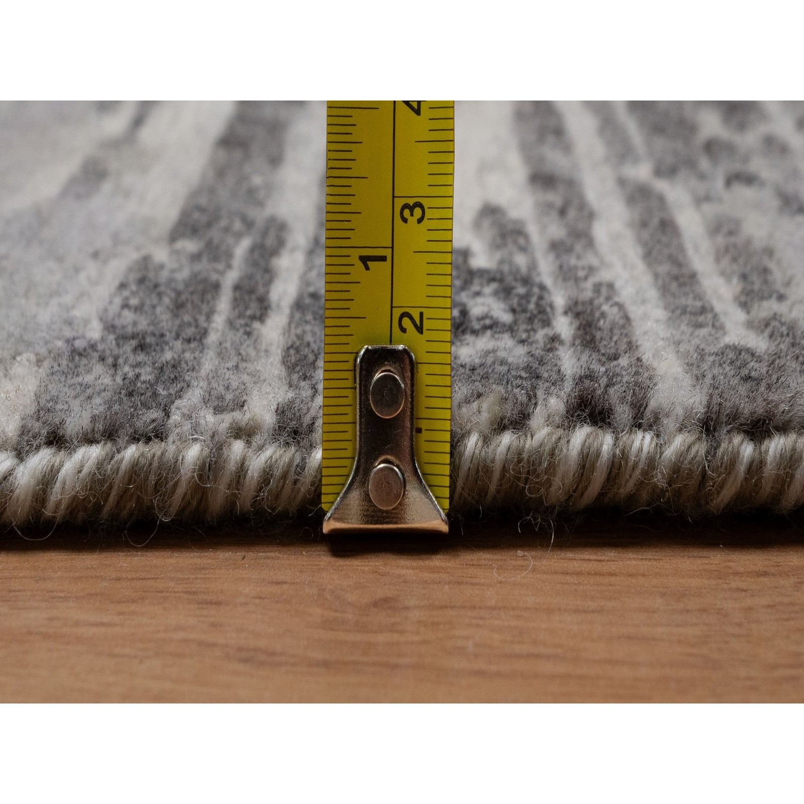 2’x3’1″ Gray Modern Mat Rug Criss Cross Erased Design Hand Knotted Wool 91811