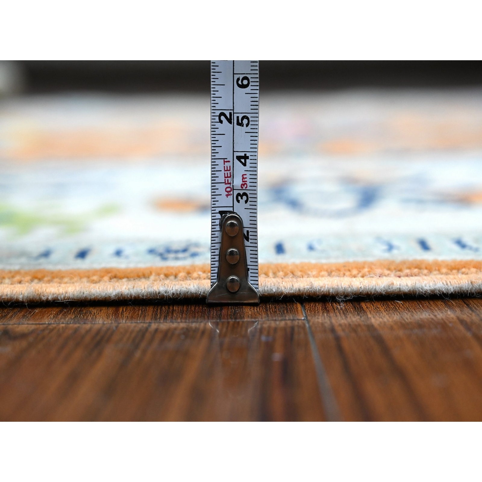 4’10” x 6’8″ Metallic Orange Pure Wool Colorful Fusion Kazak Oriental Rug R89336