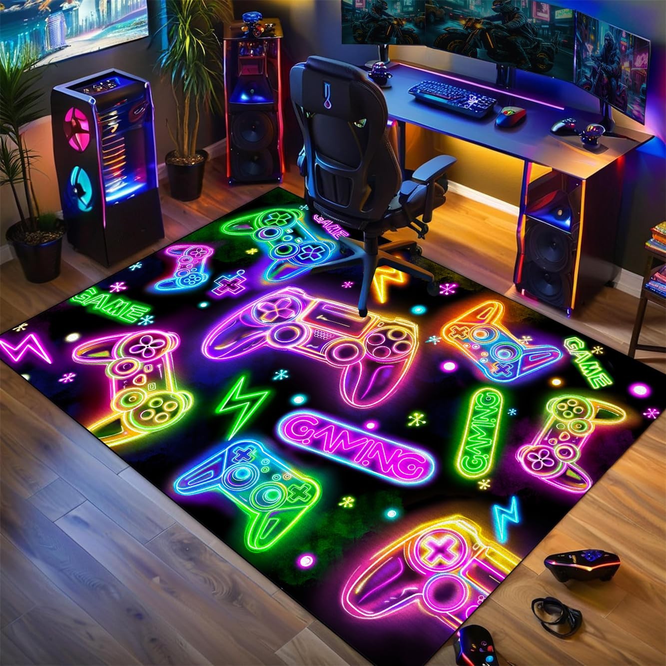 Gaming Area Rug 60″ x 39″ Non Slip Game Console for Boys Bedroom Playroom