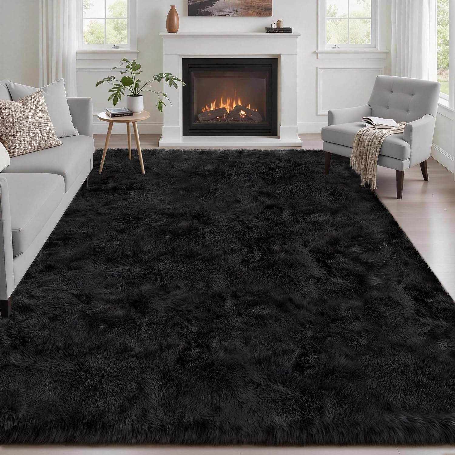 Fluffy 5X7 Area Rugs for Living Room Bedroom: Ultra Soft Shag Rug Non-Slip Non-S