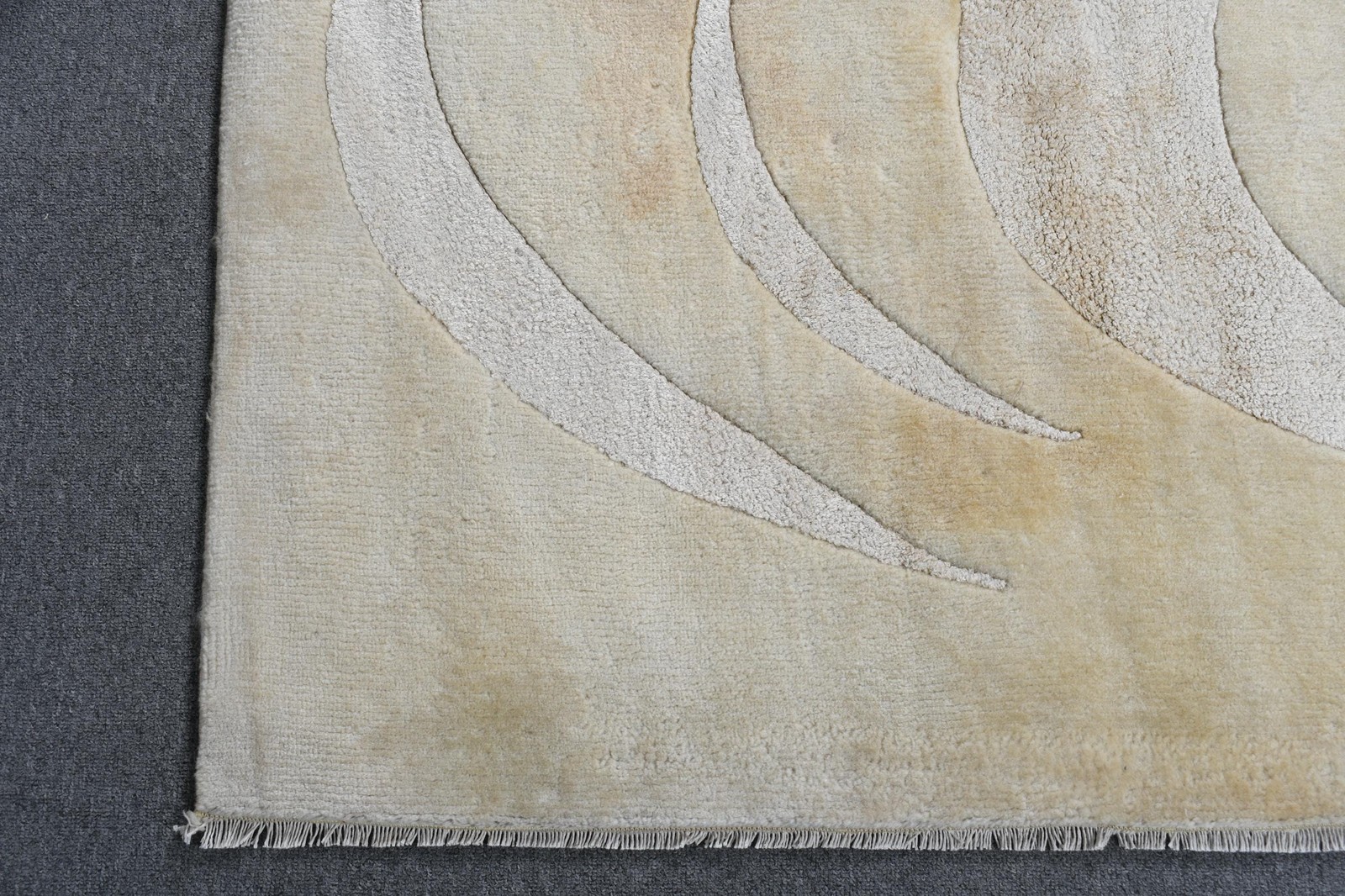 Turkish Large Rug, 6,3×9,3 ft Vintage Rug, White Wool Rug