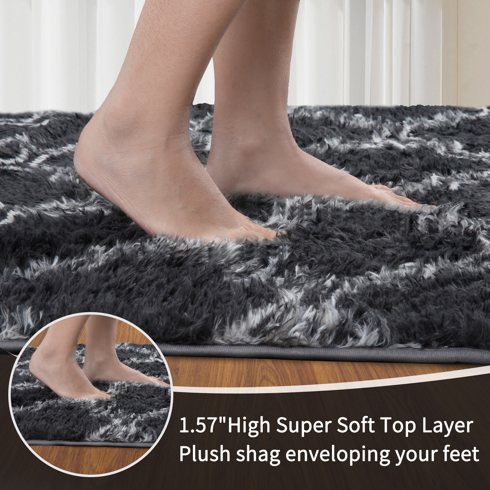 Fluffy Large Area Rugs Shaggy Soft Carpets Living Room Bedroom Grey Lanten