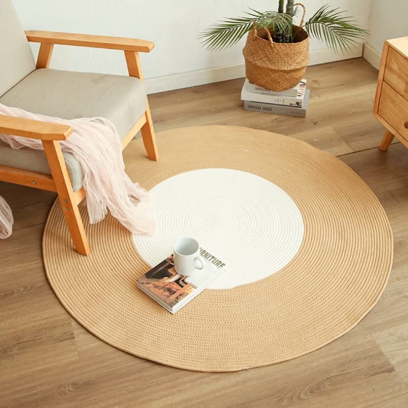 3.3 Ft Round Hand Woven Area Rug Chair Cushion Carpet Floor Mat Coffee Table