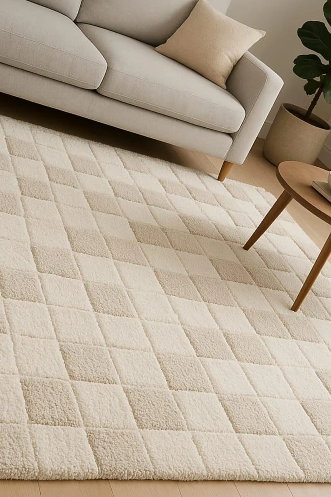 5×7 ft rug 8x11ft Handmade Tufted Wool Rug: Modern Color Cream Beige Carpet Rug