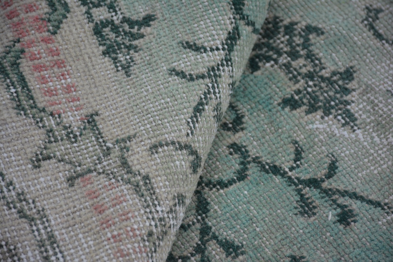 Turkish Vintage Area Rug 4,7×8 ft (144×245 cm), Green Moroccan Rug