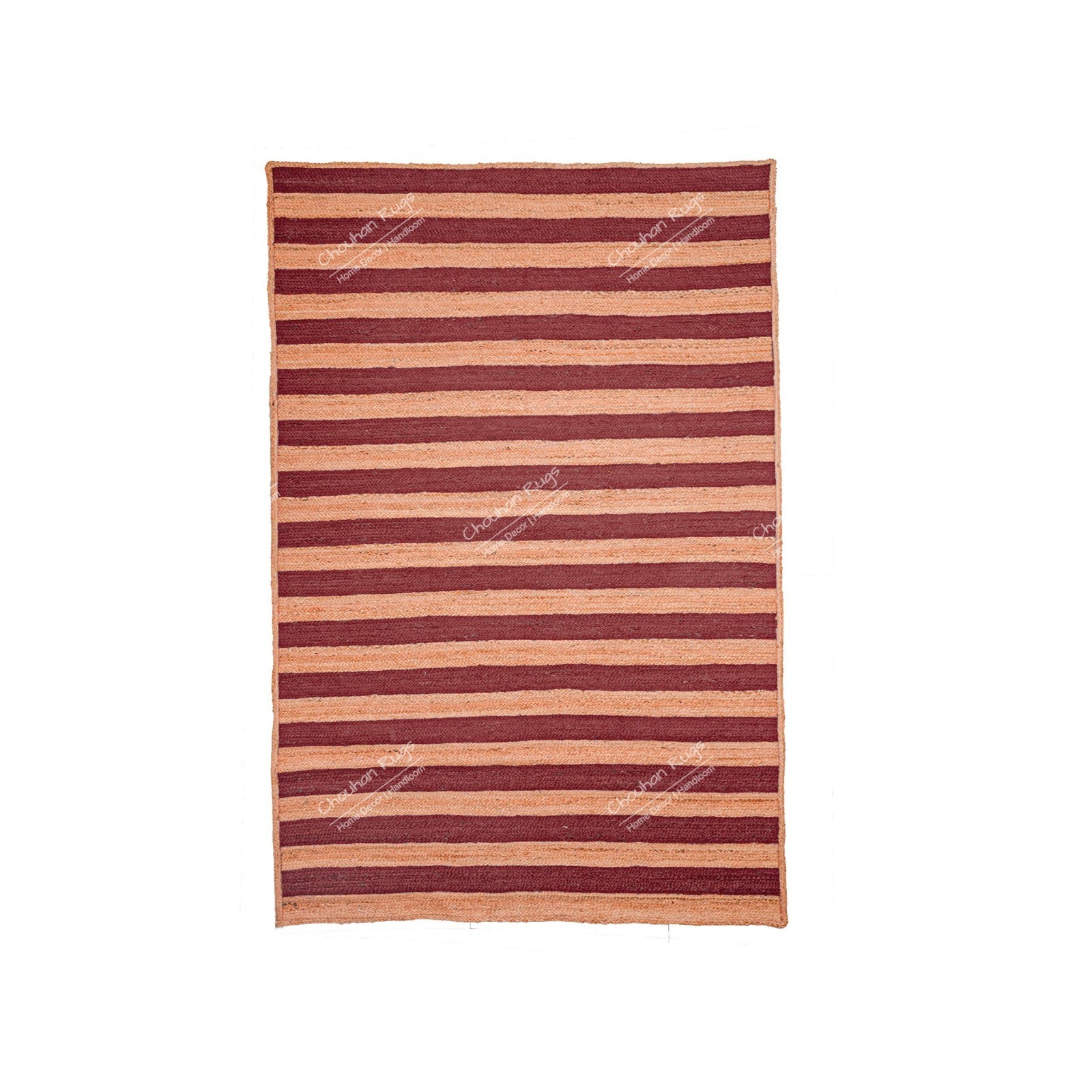 6×9 Ft custom size natural jute area rug with Brown Stripes Living Room Rug
