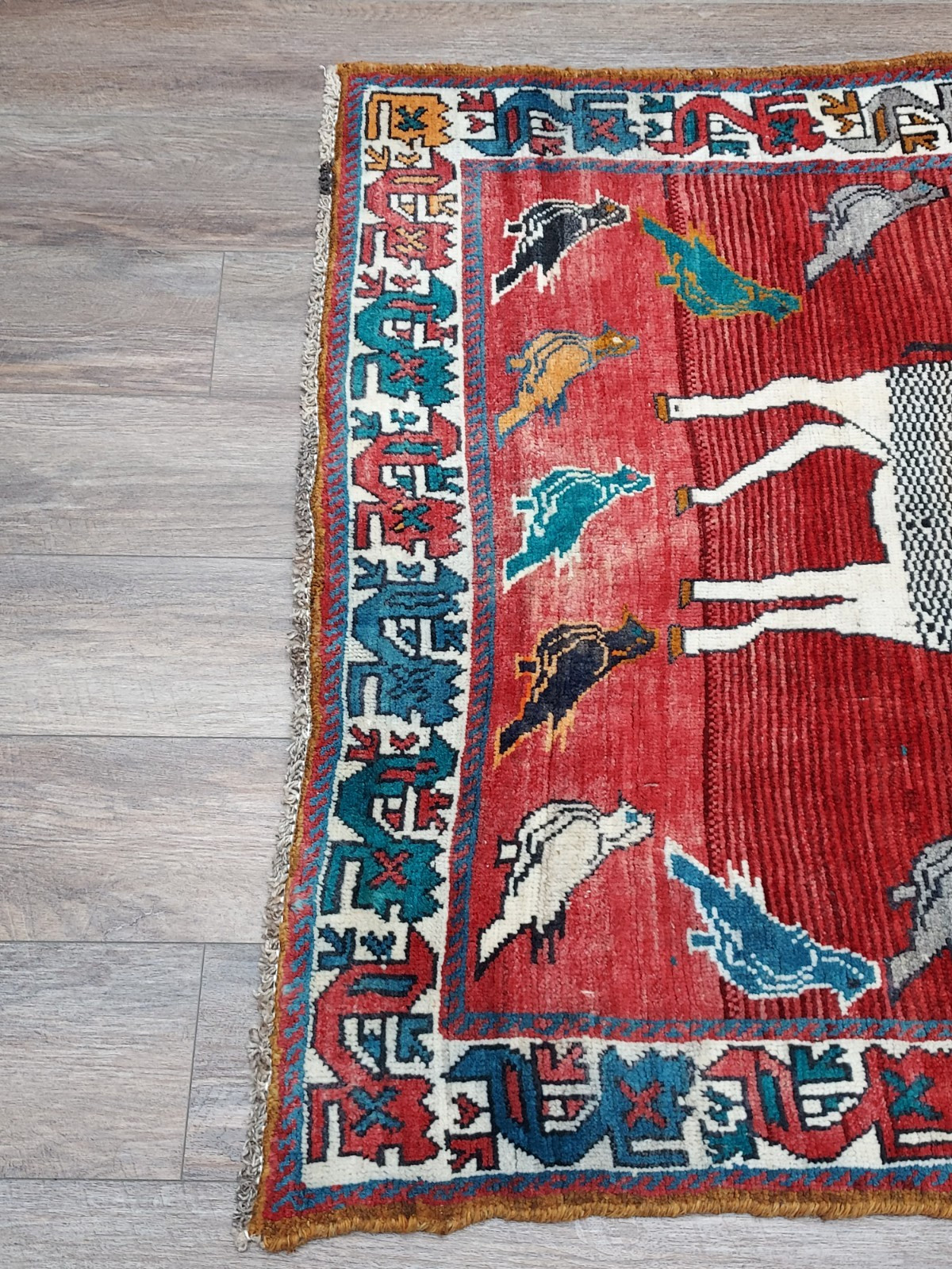 (Tree Of Life) Birds Deer Turkish Village Life Bohemian Turkish Rug, 4×6 Ft