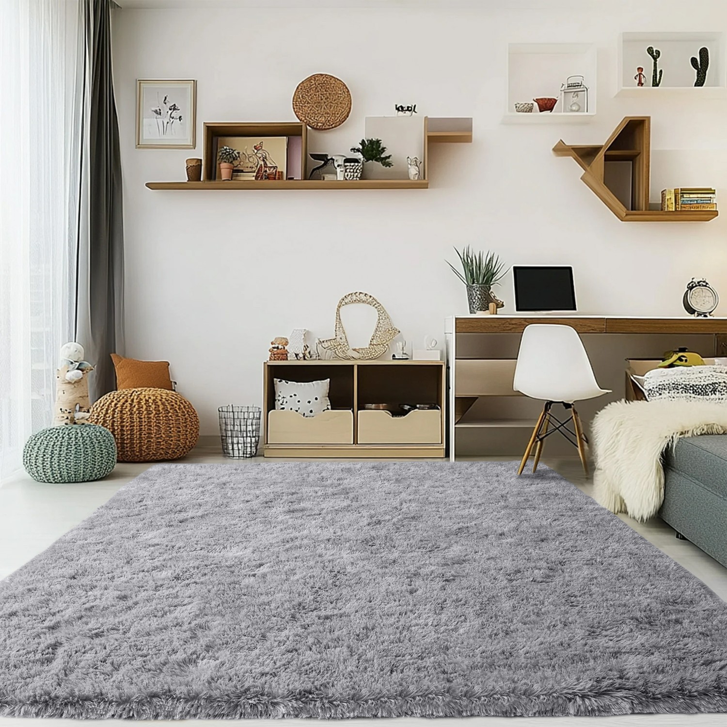 Luxury Shaggy Fluffy Area Rugs Soft Anti-Slip Mat Living Room Bedroom Carpet Rug