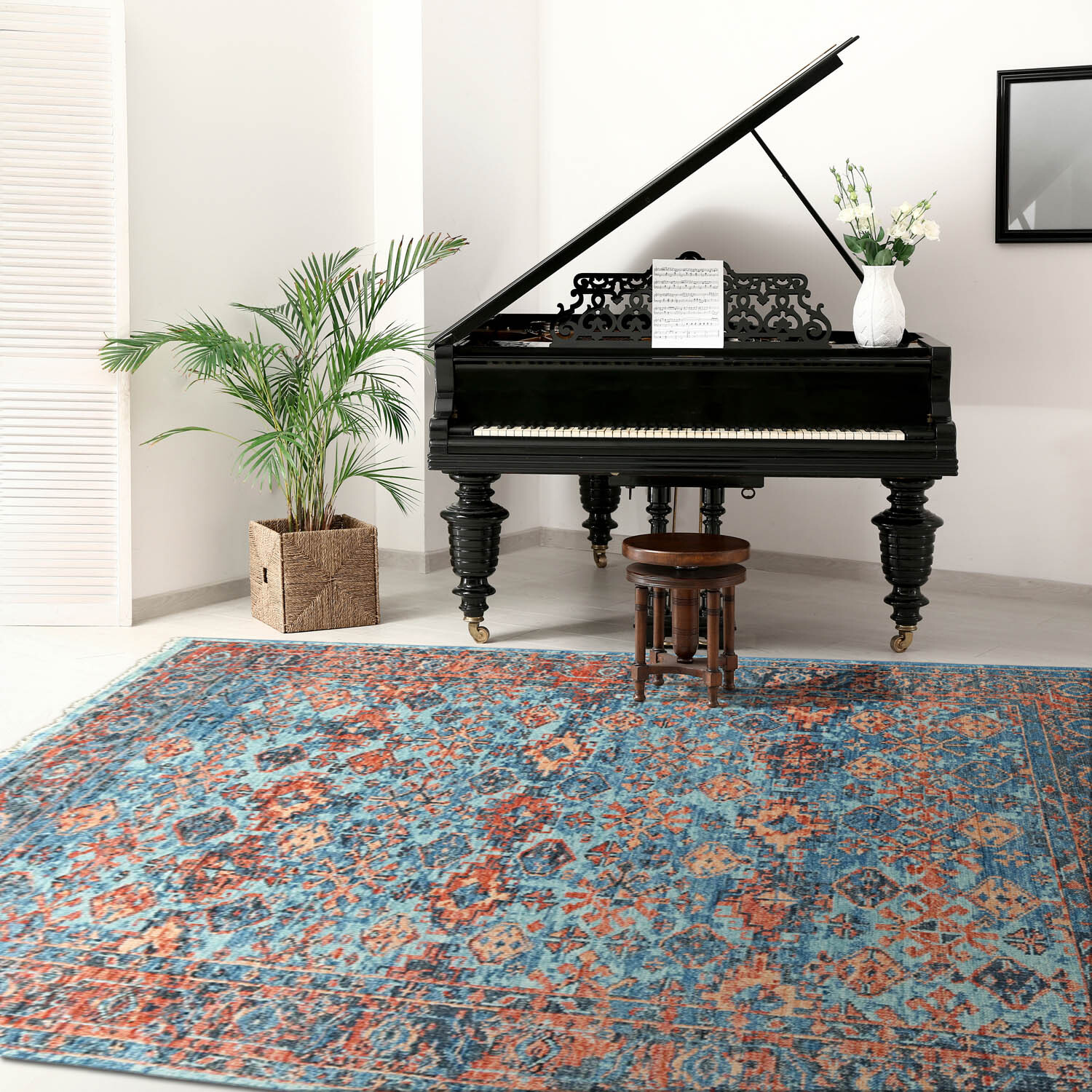 LoomBloom Multi Size Hand Knotted Wool Oushak Arts & Crafts Area Rug Blue