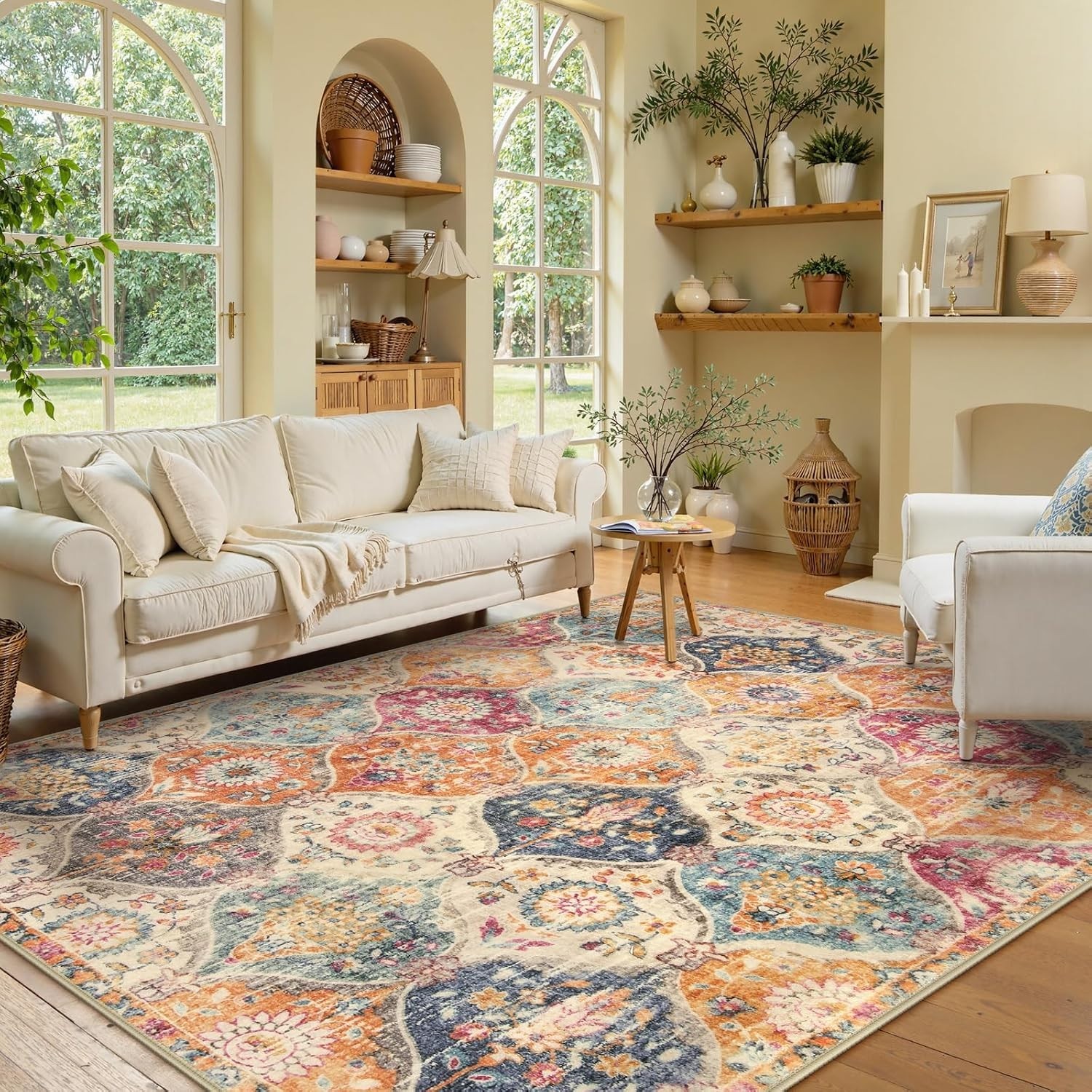 4×6 Moroccan Area Rug, Soft Faux Wool with Vintage Charm – Easy Care and Safety