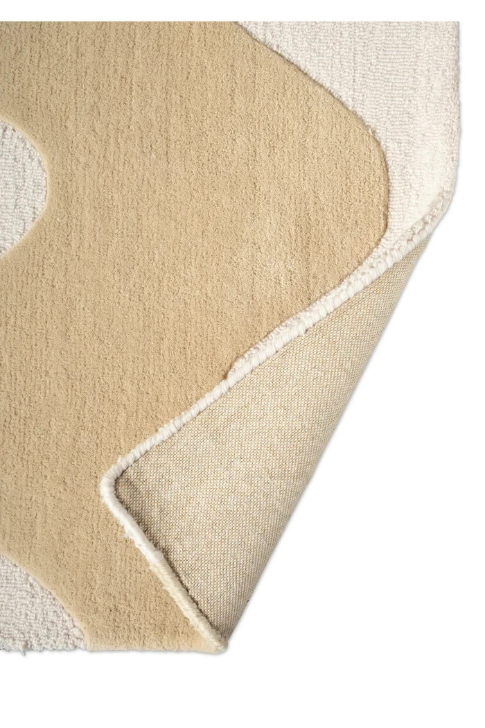 Hand Tufted Wool Wave Area Rug Beige Ivory Modern Abstract Carpet Custom Size