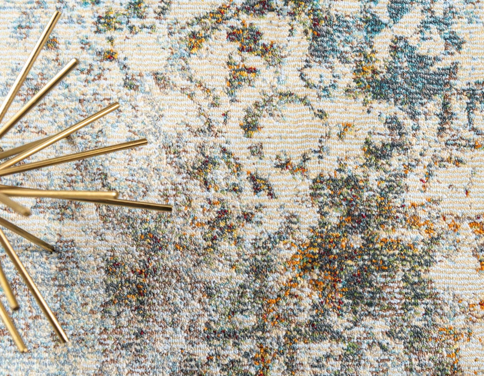 Area Rug 2′ 2″ X 3′ 1″ Rectangle Polypropylene Cream/Blue – Easy Clean Indoor