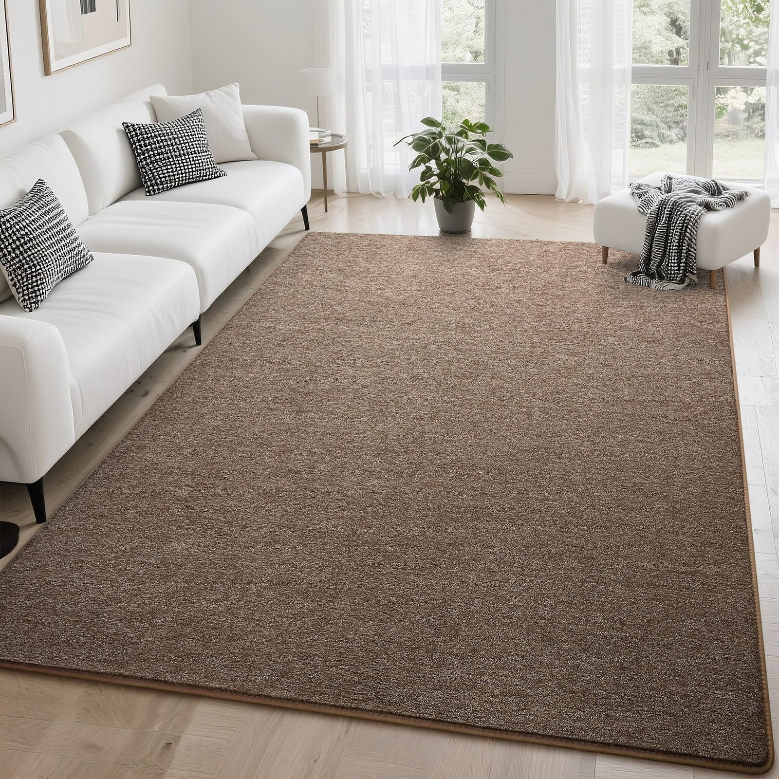 Soft Area Rug for Living Room Bedroom, 5×7 Brown Rug Memory Foam Carpets, Was…