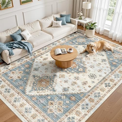Washable Rugs 8×10, Ultra-Thin Non-Slip 8×10 Area Rugs for Living Room, Soft