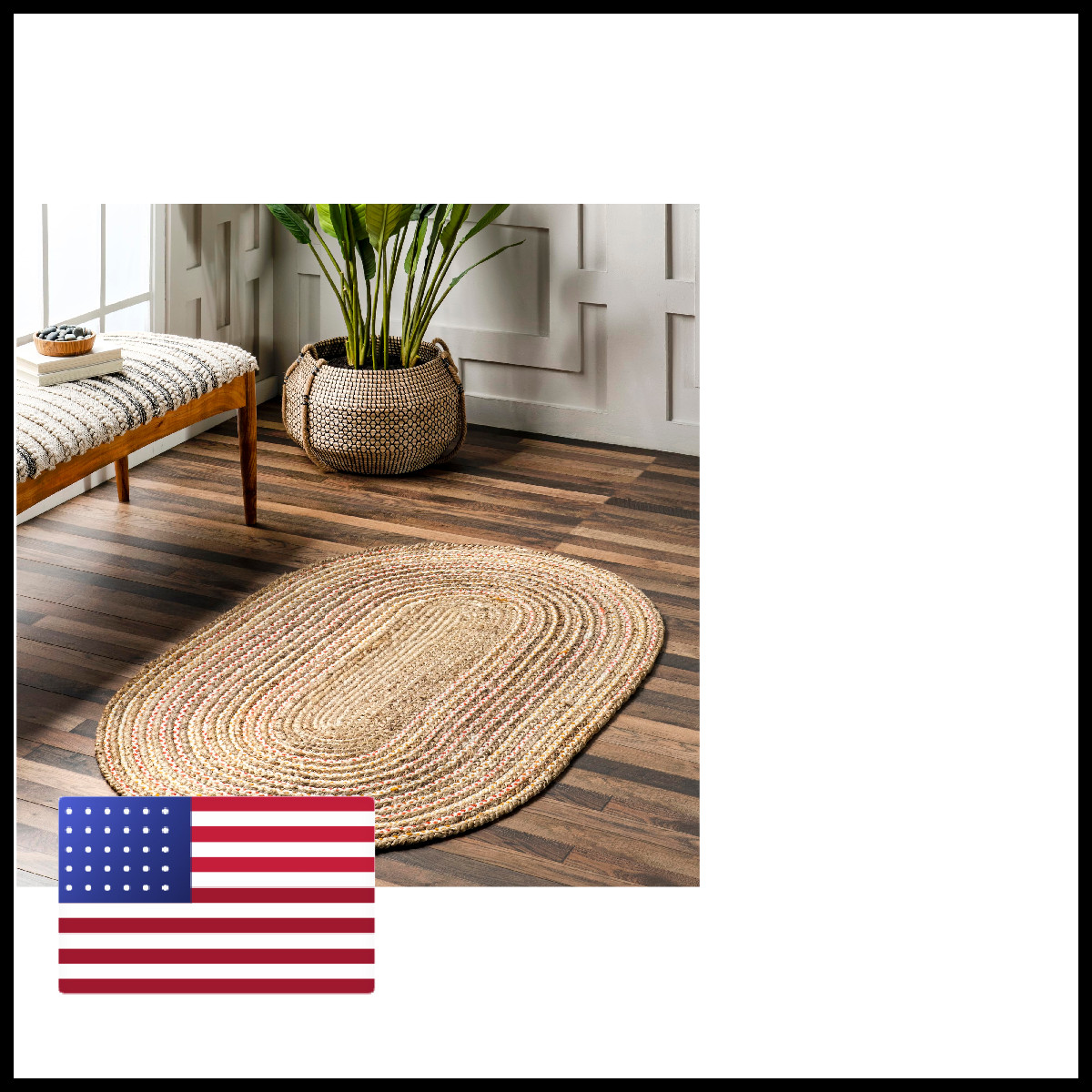 Nuloom Draya Casual Braided Jute Accent Rug 3 X 5 Oval Natural